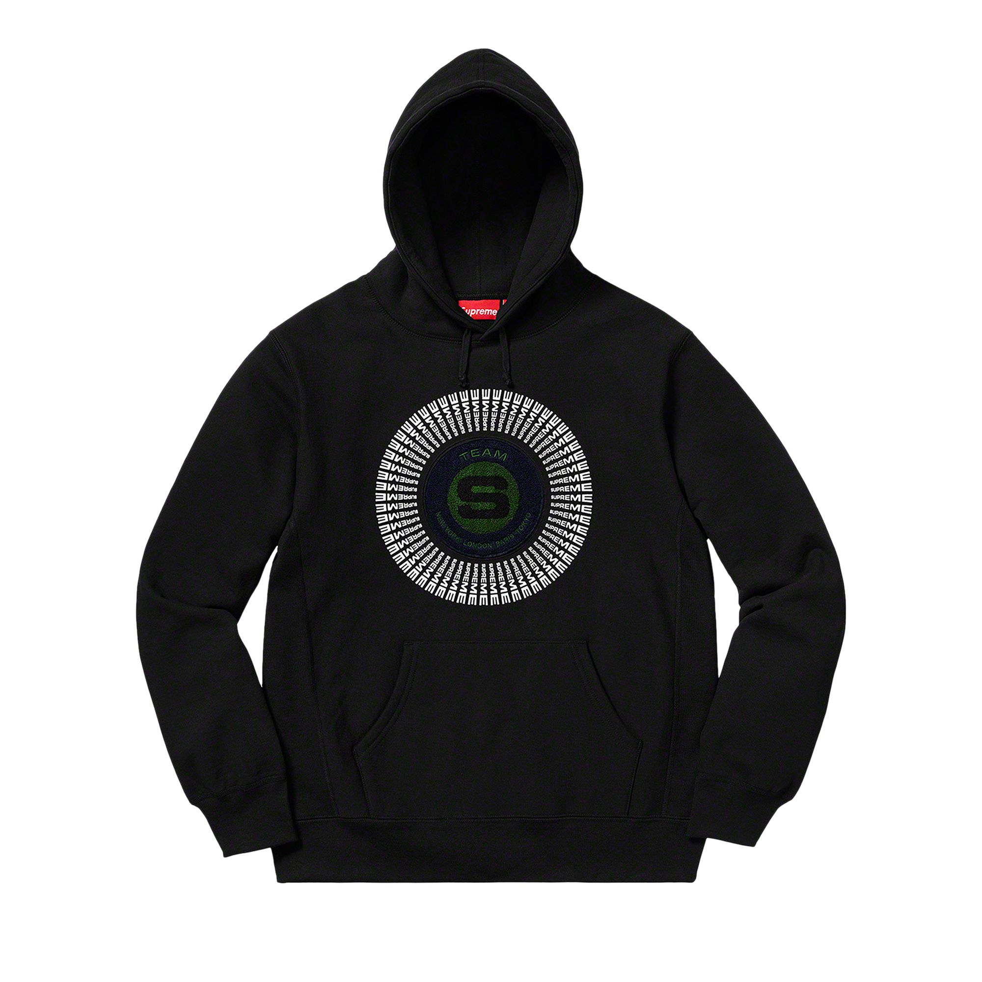 Pre-owned Supreme Chenille Appliqué Hooded Sweatshirt 'black'