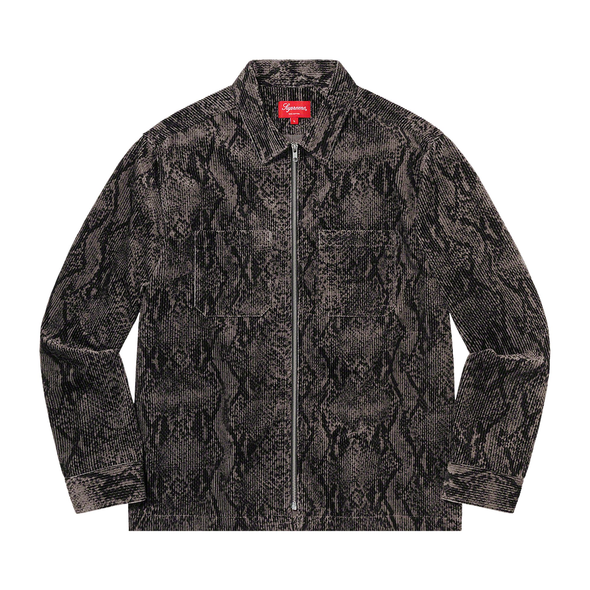 Pre-owned Supreme Snakeskin Corduroy Zip Up Shirt 'black' | Men's Size S