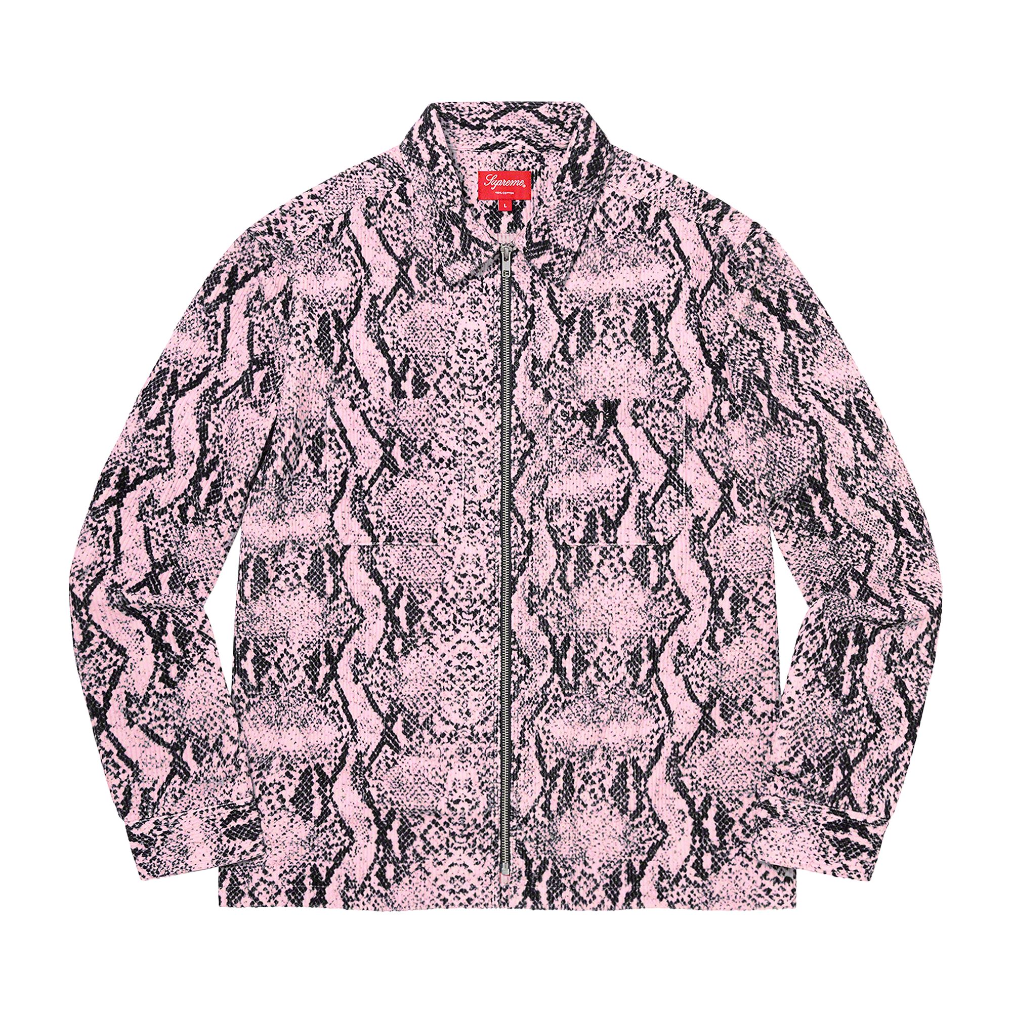 Pre-owned Supreme Snakeskin Corduroy Zip Up Shirt 'pink' | Men's Size M