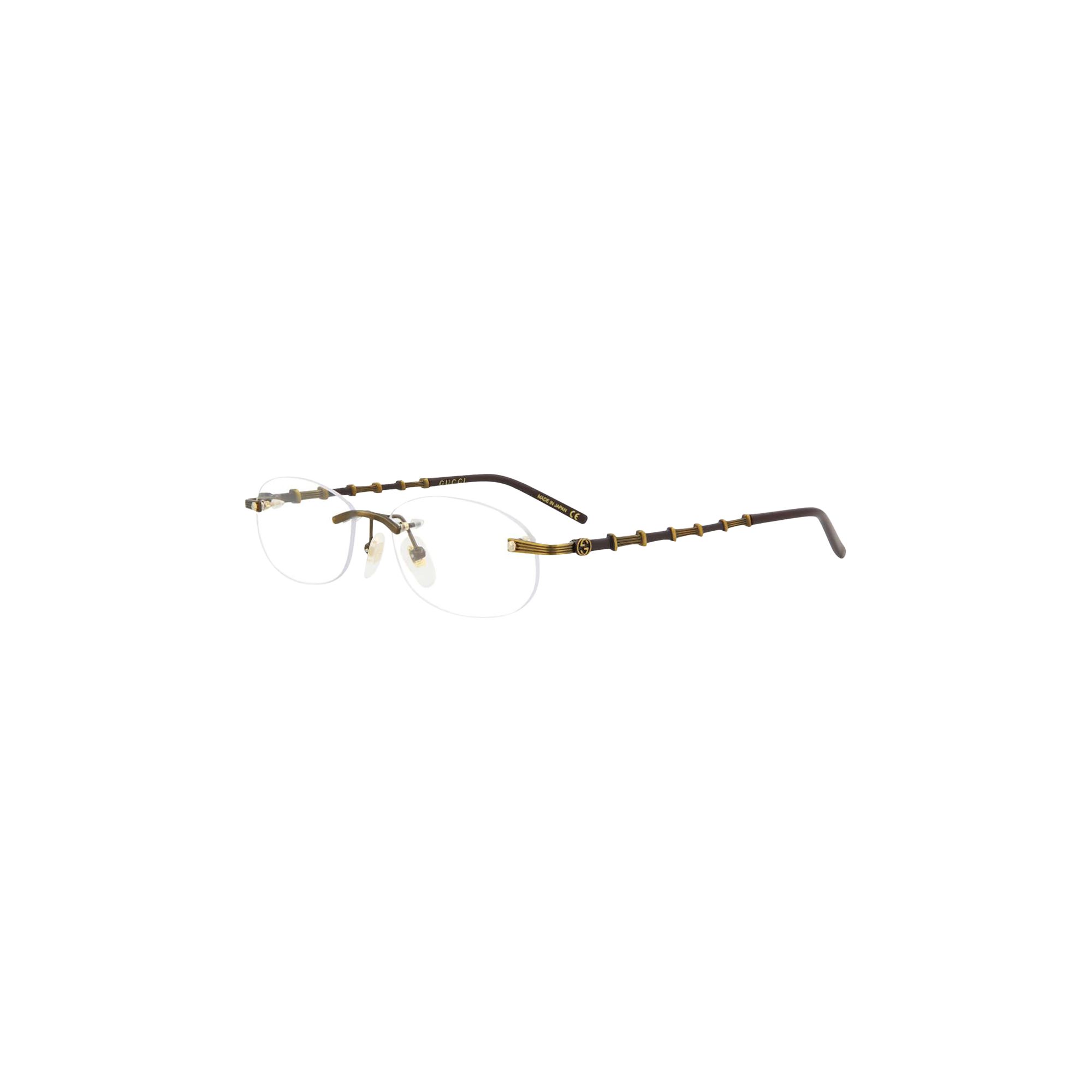 Pre-owned Gucci Oval Metal Eyeglasses 'gold/brown/transparent' | Women's Size Onesize