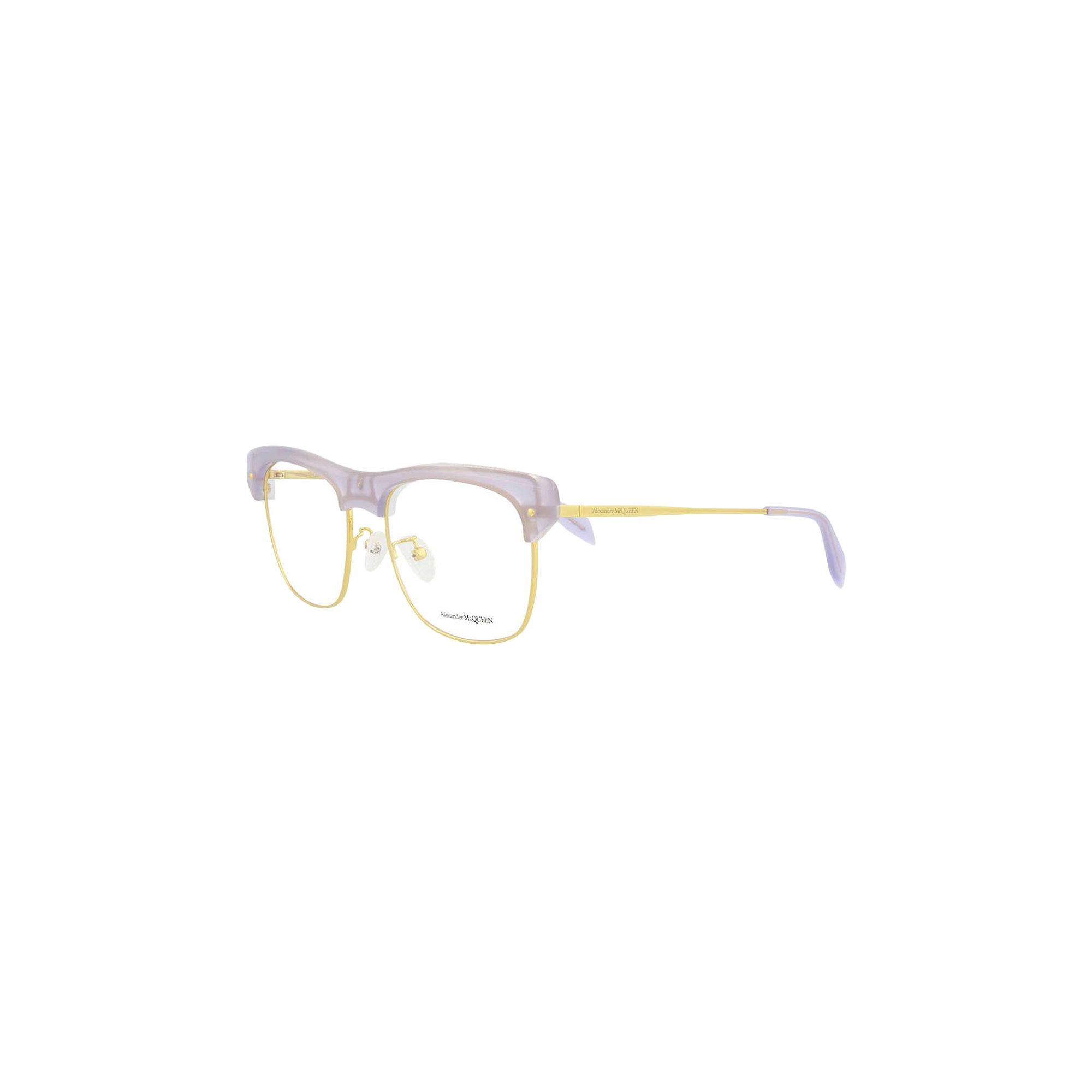 Pre-owned Alexander Mcqueen Square Frame Eyeglasses 'violet/gold/transparent' | Purple | Men's Size Onesize