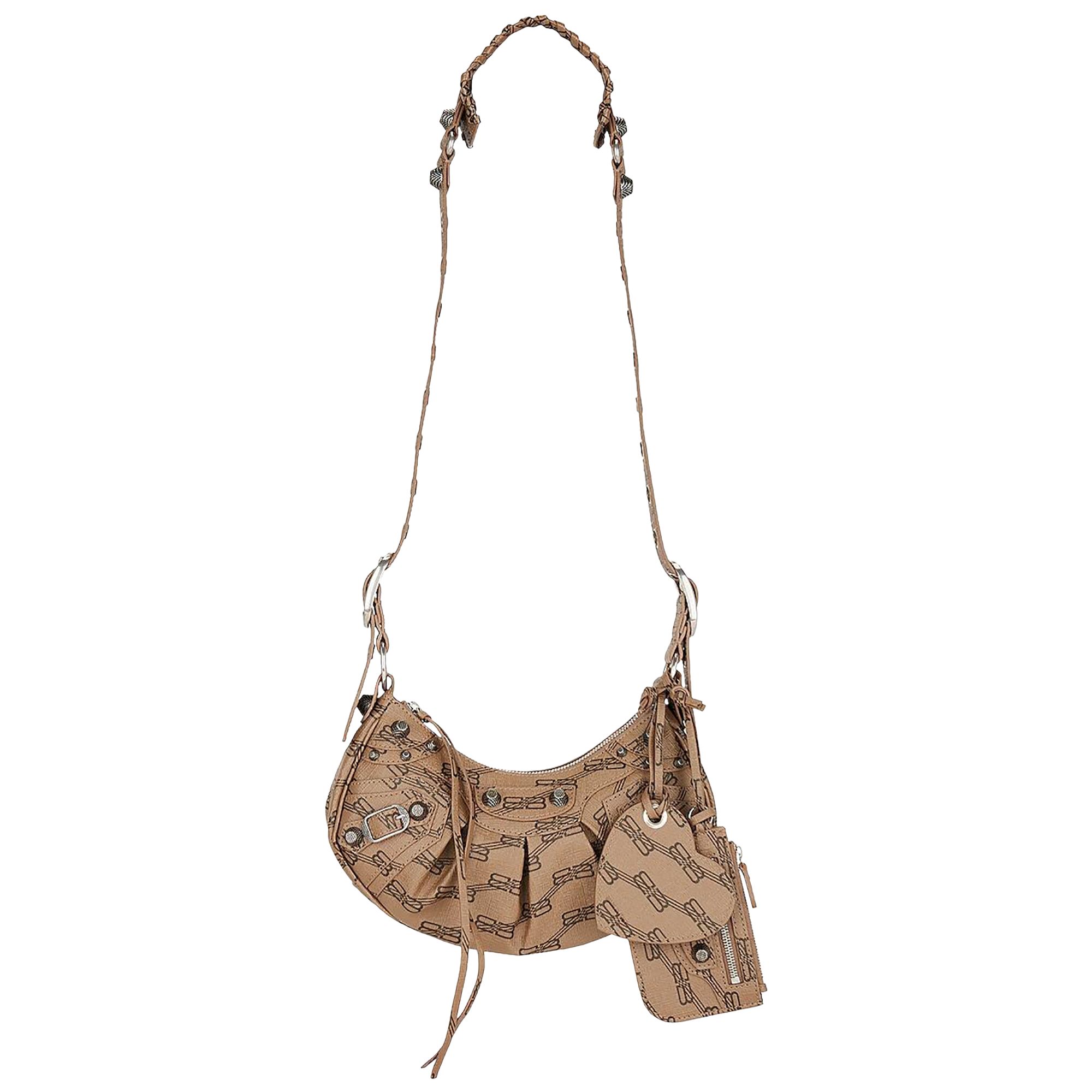 Pre-owned Balenciaga Monogram Le Cagole Shoulder Bag 'beige' In Tan