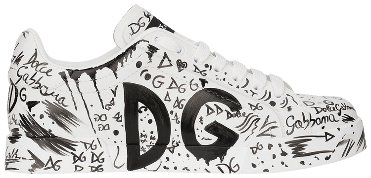 Dolce  Gabbana Wmns Portofino Graffiti Print   White Black
