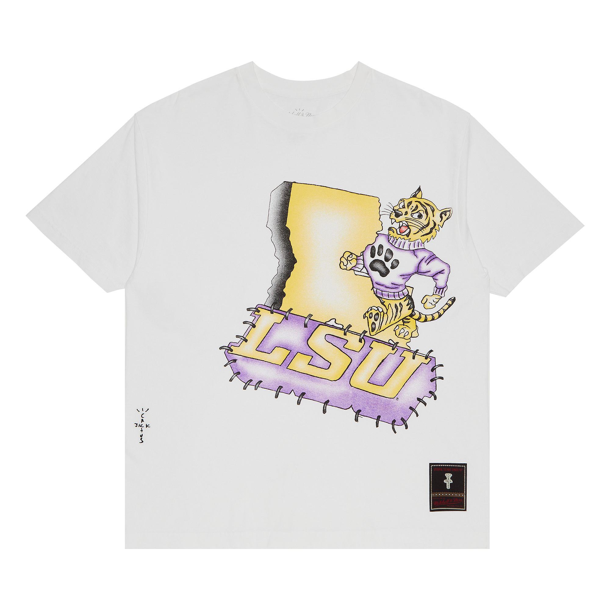 Pre-owned Cactus Jack By Travis Scott X Mitchell & Ness Louisiana State University Handdrawn Tee 'white'