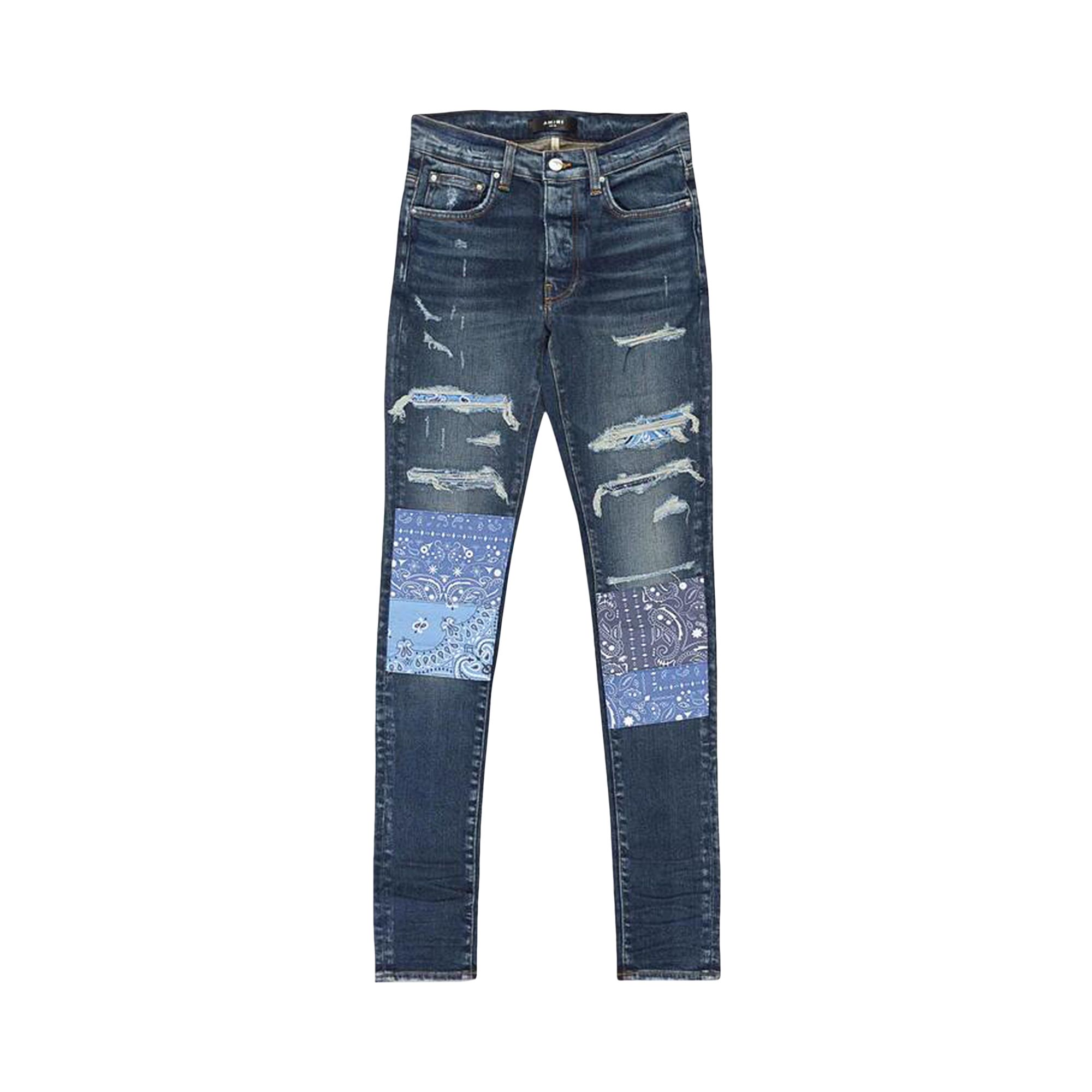 Pre-owned Amiri Vintage Bandana Artpatch Jean 'deep Classic' In Blue