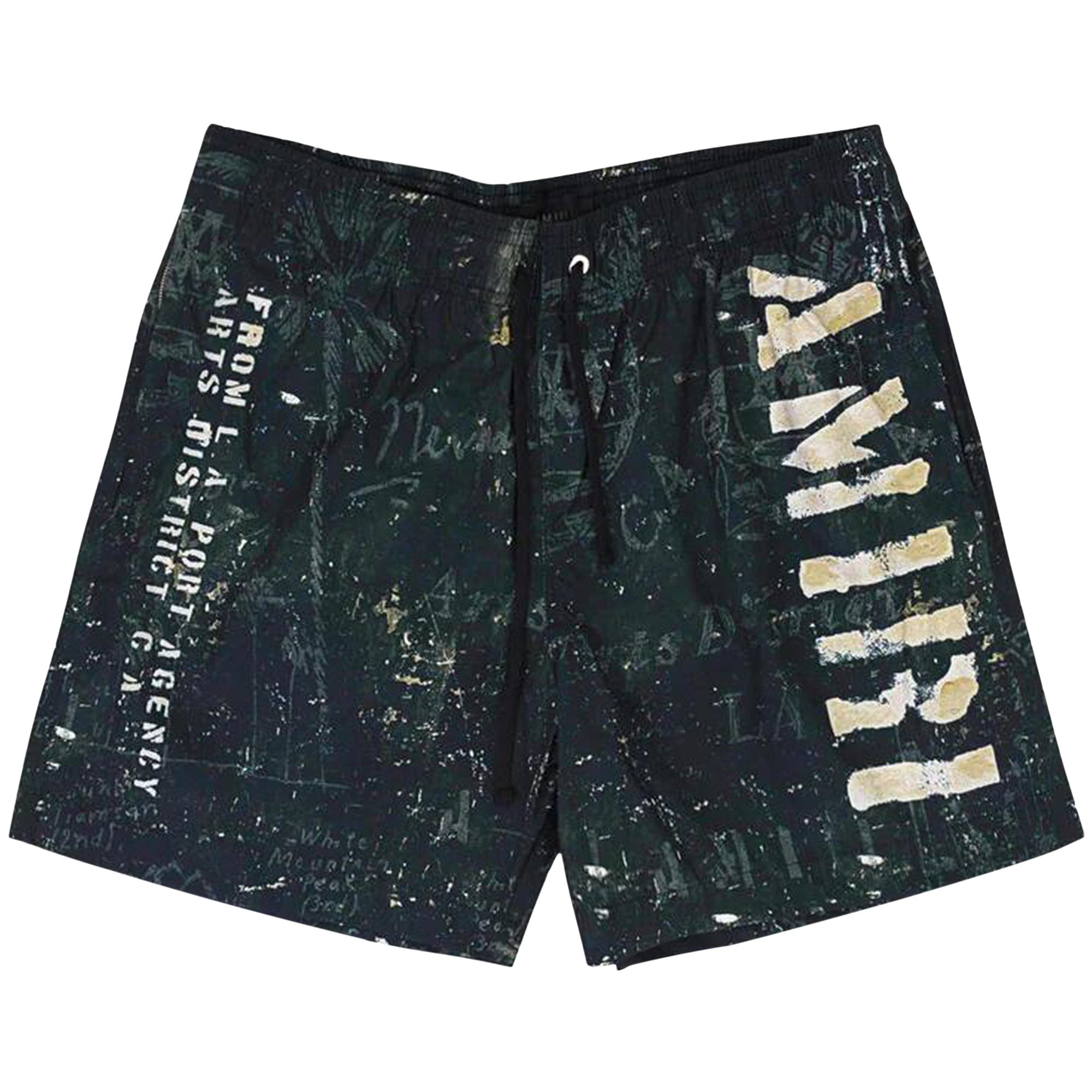 Amiri Stencil Military Swim Trunks 'Black' | Men's Size XL