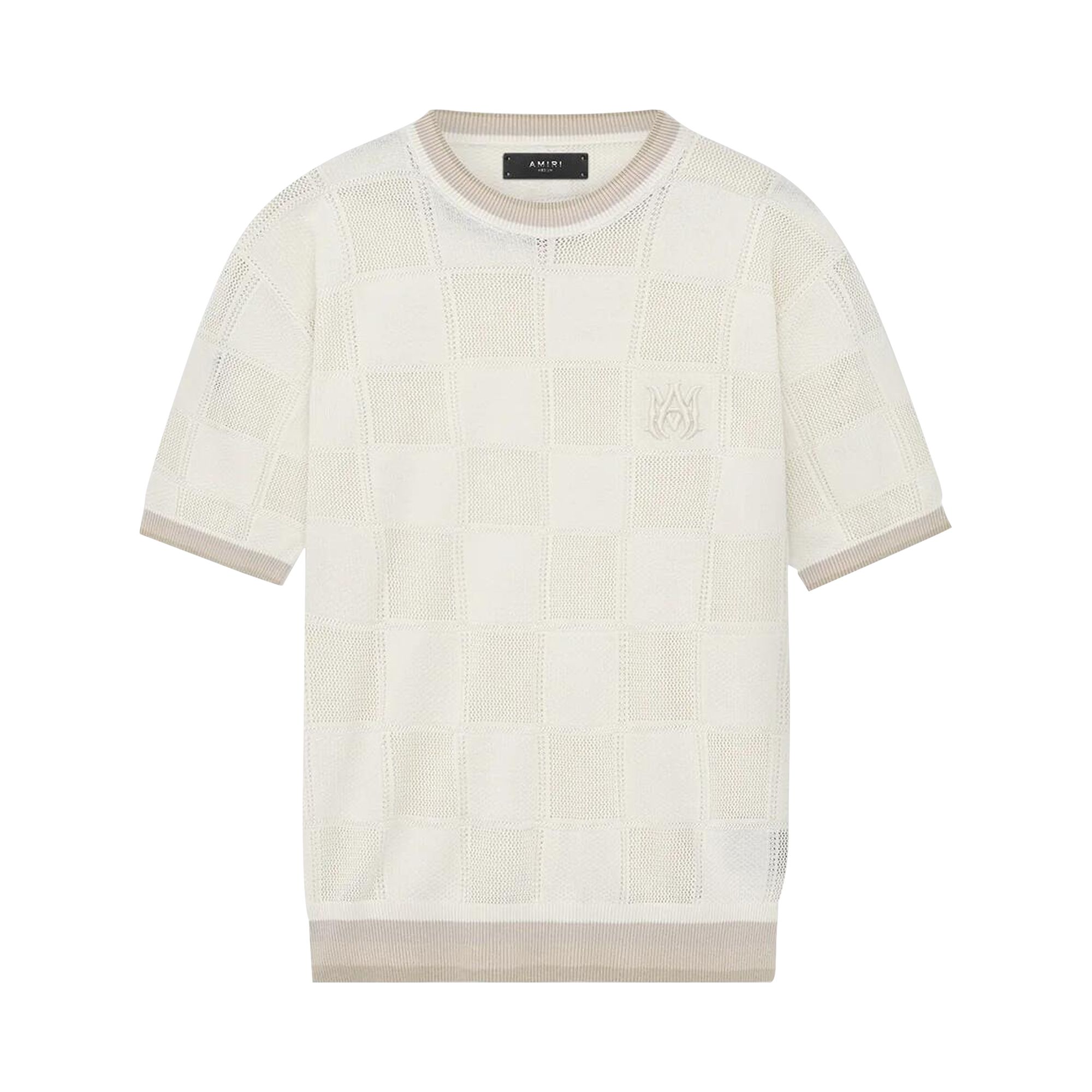 Pre-owned Amiri Checkered Tee 'birch' | Tan | Men's Size L