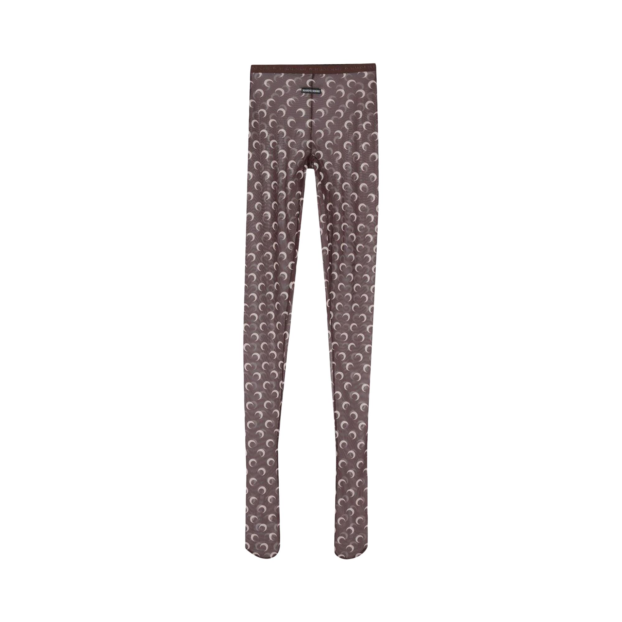 Pre-owned Marine Serre Moon Printed Mesh Tights 'brown' | Women's Size Xs