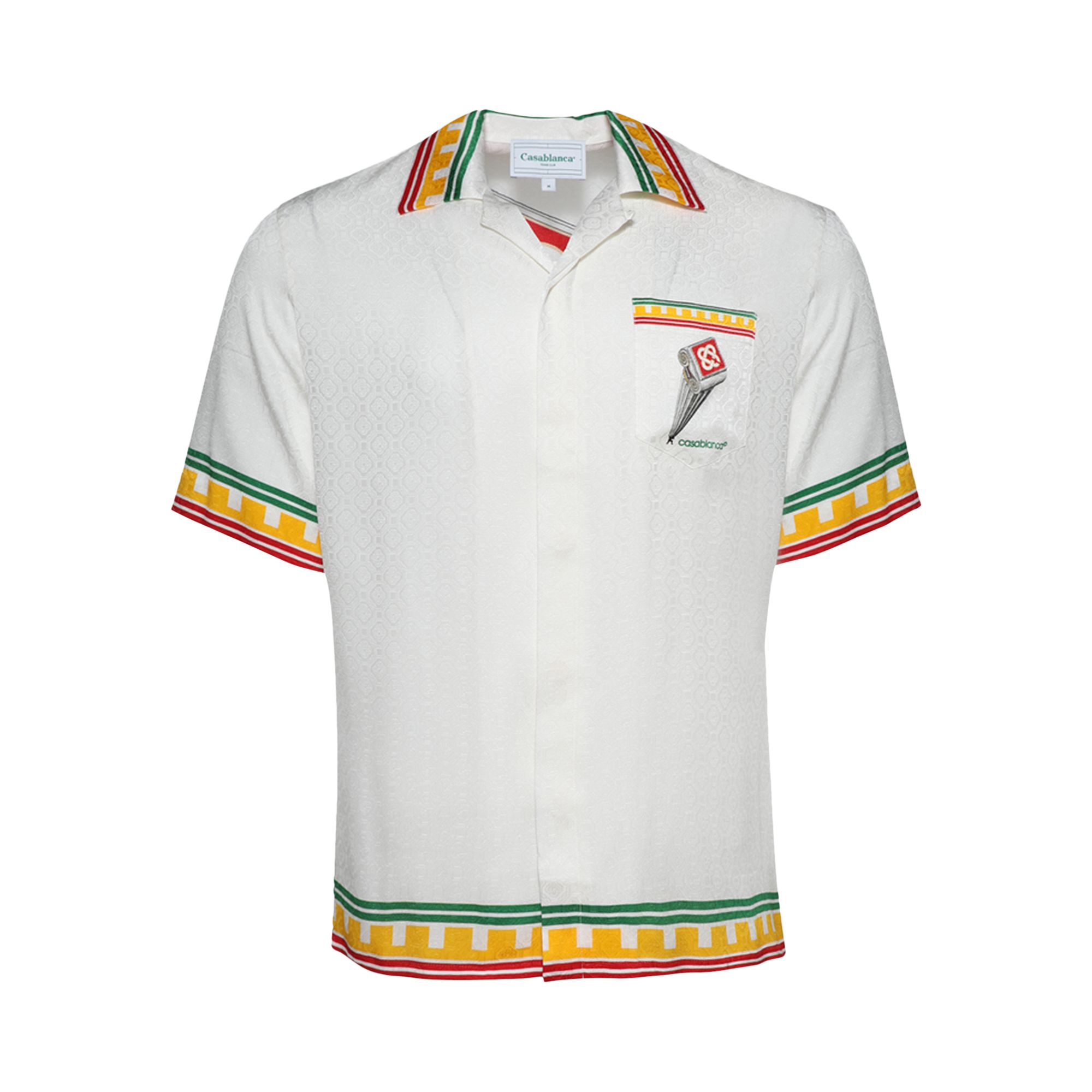 Pre-owned Casablanca Short-sleeve Cuban Collar Shirt 'leaning Column' | White | Men's Size Xxl