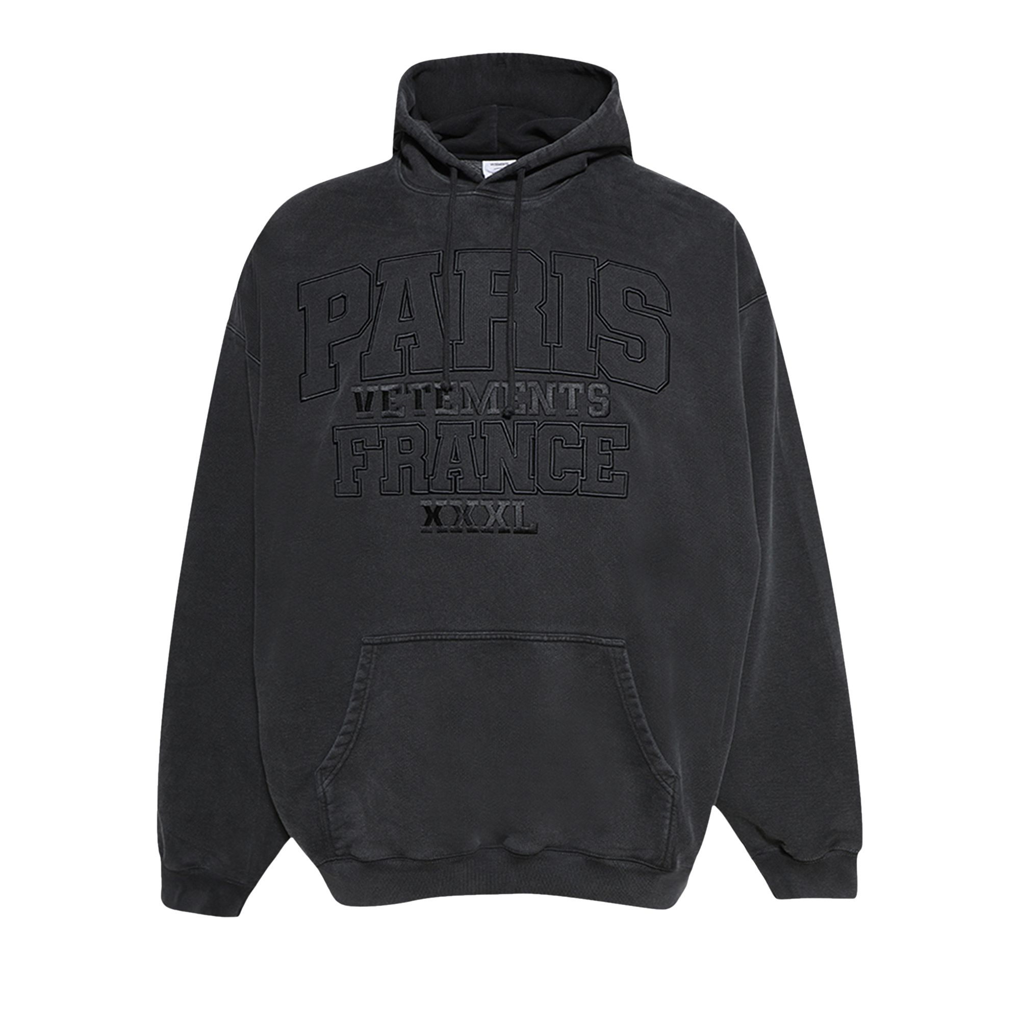 Pre-owned Vetements Paris Xxxl Hoodie 'washed Black' | Men's Size S