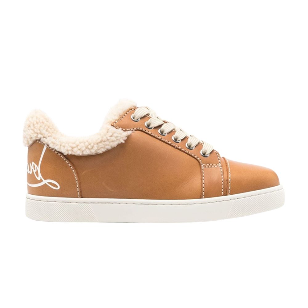 Pre-owned Christian Louboutin Wmns Fun Vieira Flat Calf Wax 'shearling Terra' | Brown | Wo