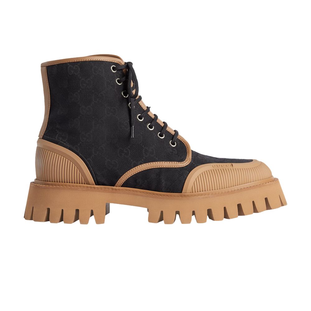 Gucci Lace Up Boot 'Maxi GG - Black Koi Beige' | Men's Size 7 - 699970-KQWM0-1146
