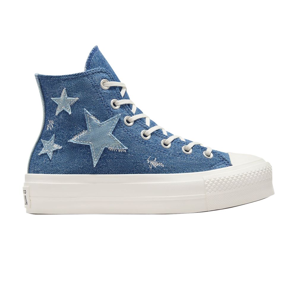 Pre-owned Converse Wmns Chuck Taylor All Star Lift High 'denim - Navy Stars' In Blue