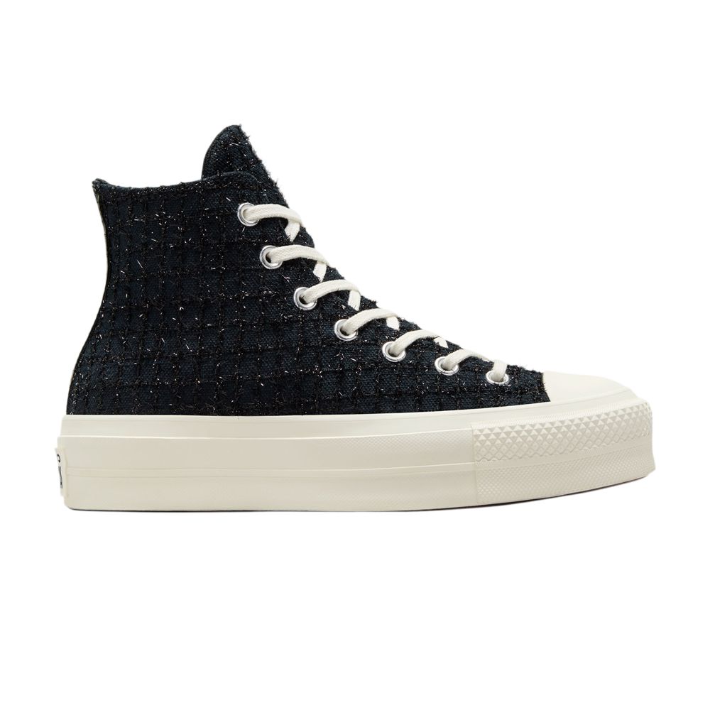 Pre-owned Converse Wmns Chuck Taylor All Star Lift Platform High 'tweed Shimmer' In Black
