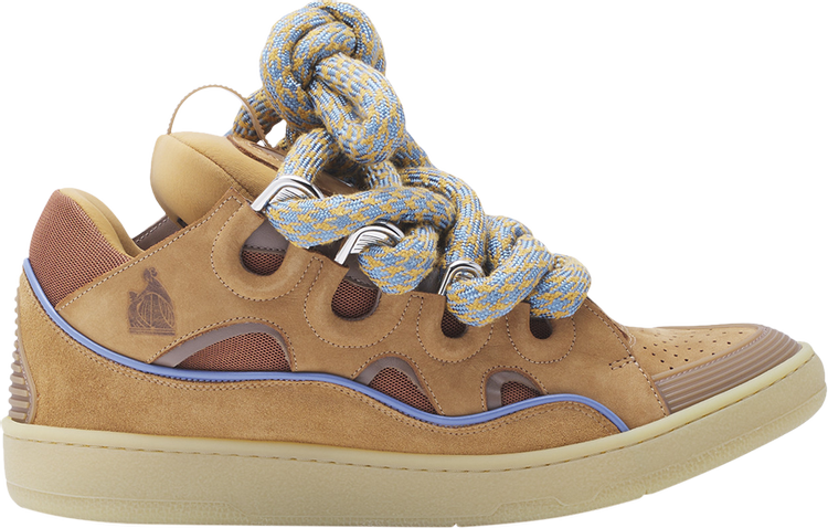 Lanvin Curb Sneakers Snake Laces   Camel