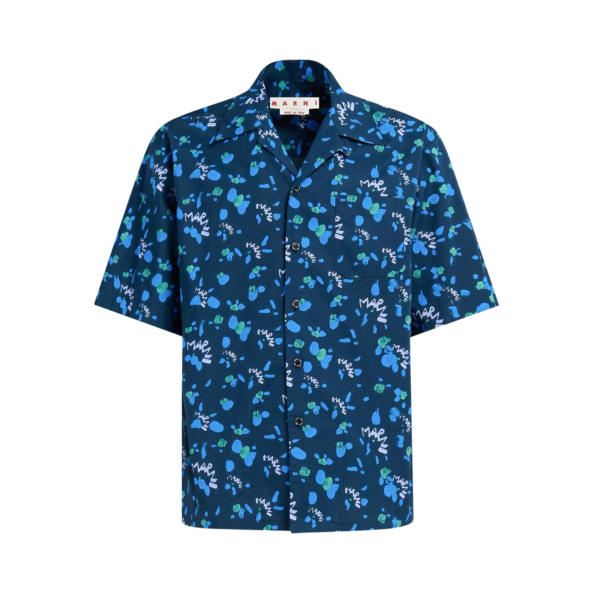 Marni Boxy Fit Popeline Bowling Shirt 'Ink' | Black | Men's Size 48