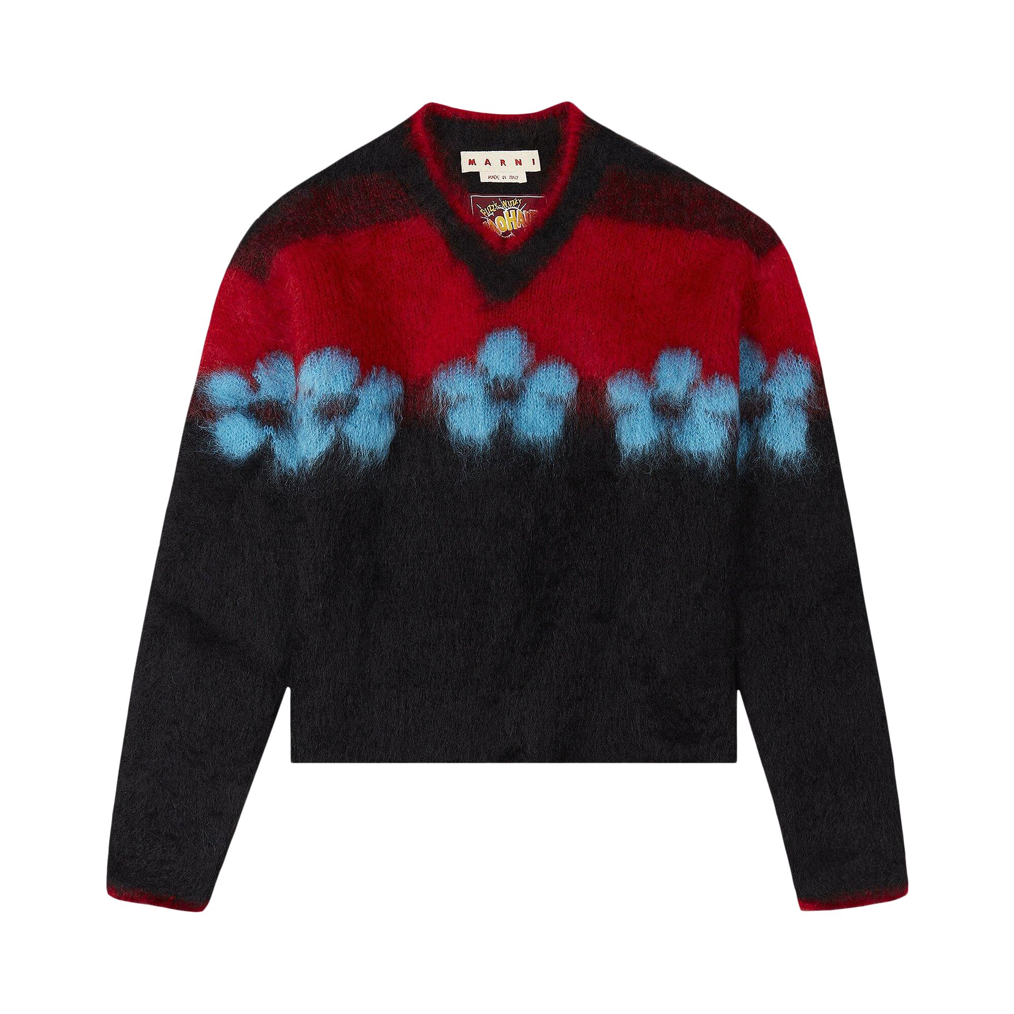 Marni V Neck Floral Pattern Sweater 'Black' | Men's Size 50