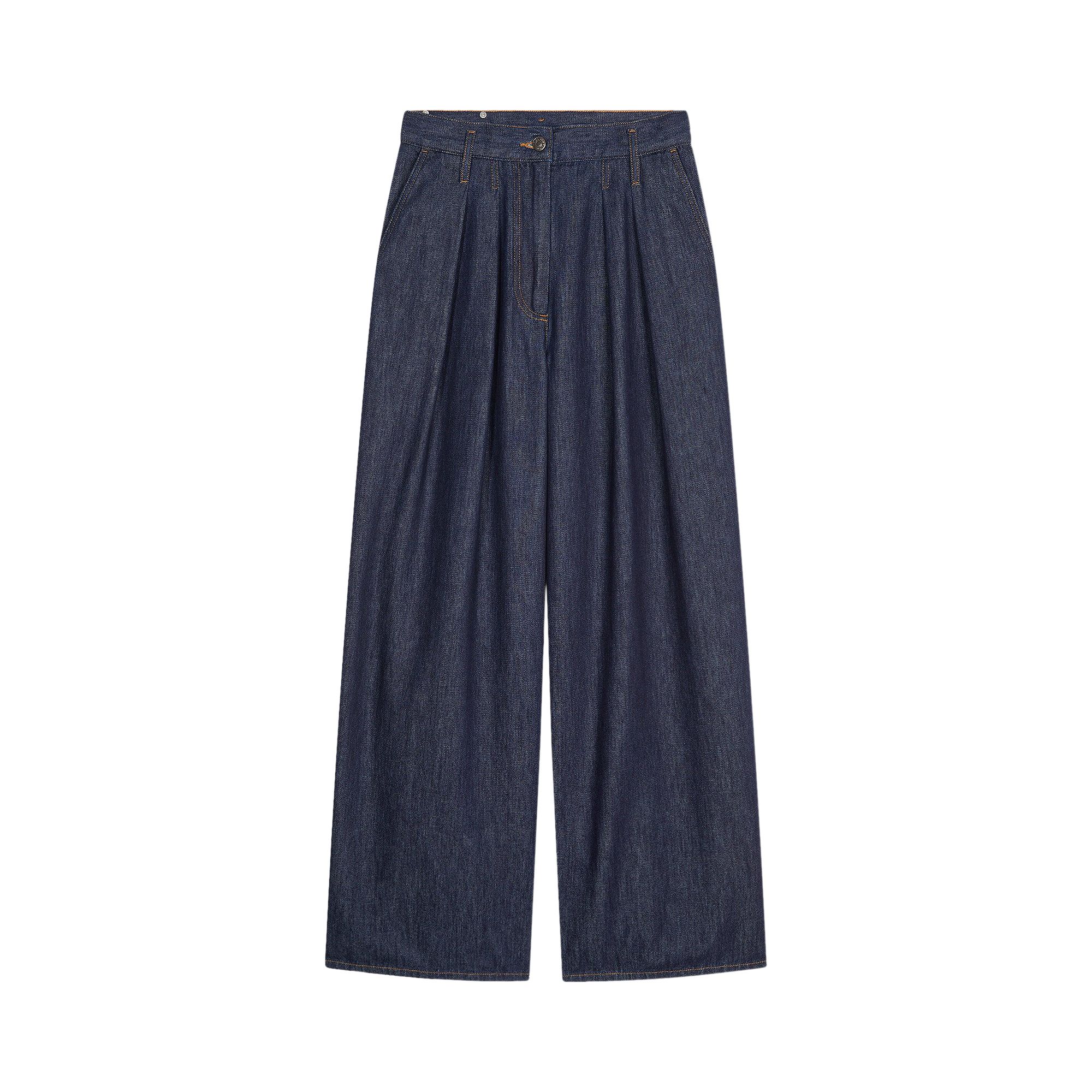 Dries Van Noten Pleated Wide Leg Pants 'Indigo' | Blue | Women's Size S