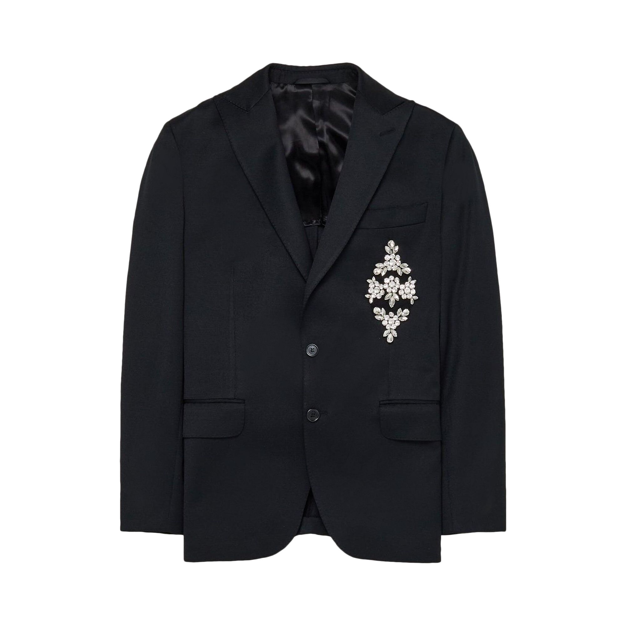 Pre-owned Simone Rocha Embellished Longline Plunge Jacket 'black/clear' | Women's Size 6