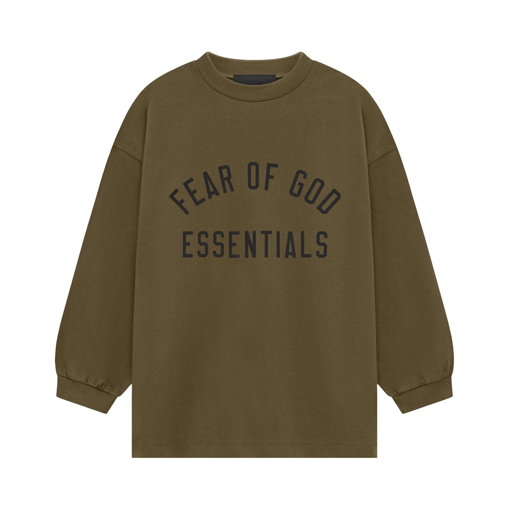 Fear of God Essentials Kids Jersey Long-Sleeve Tee 'Olive' | Green | Kid's Size 8
