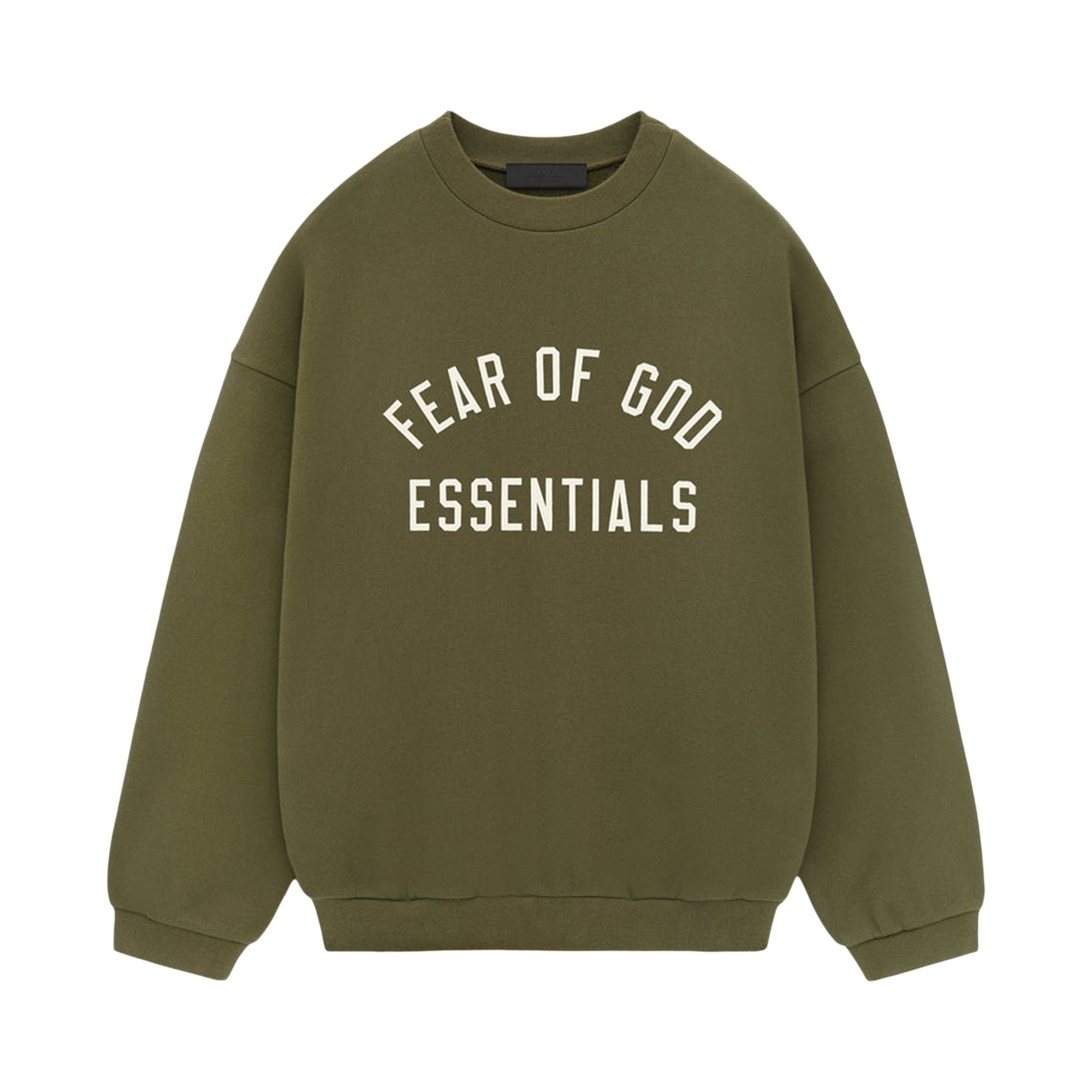 Pre-owned Essentials Fear Of God Fleece Crewneck 'military'