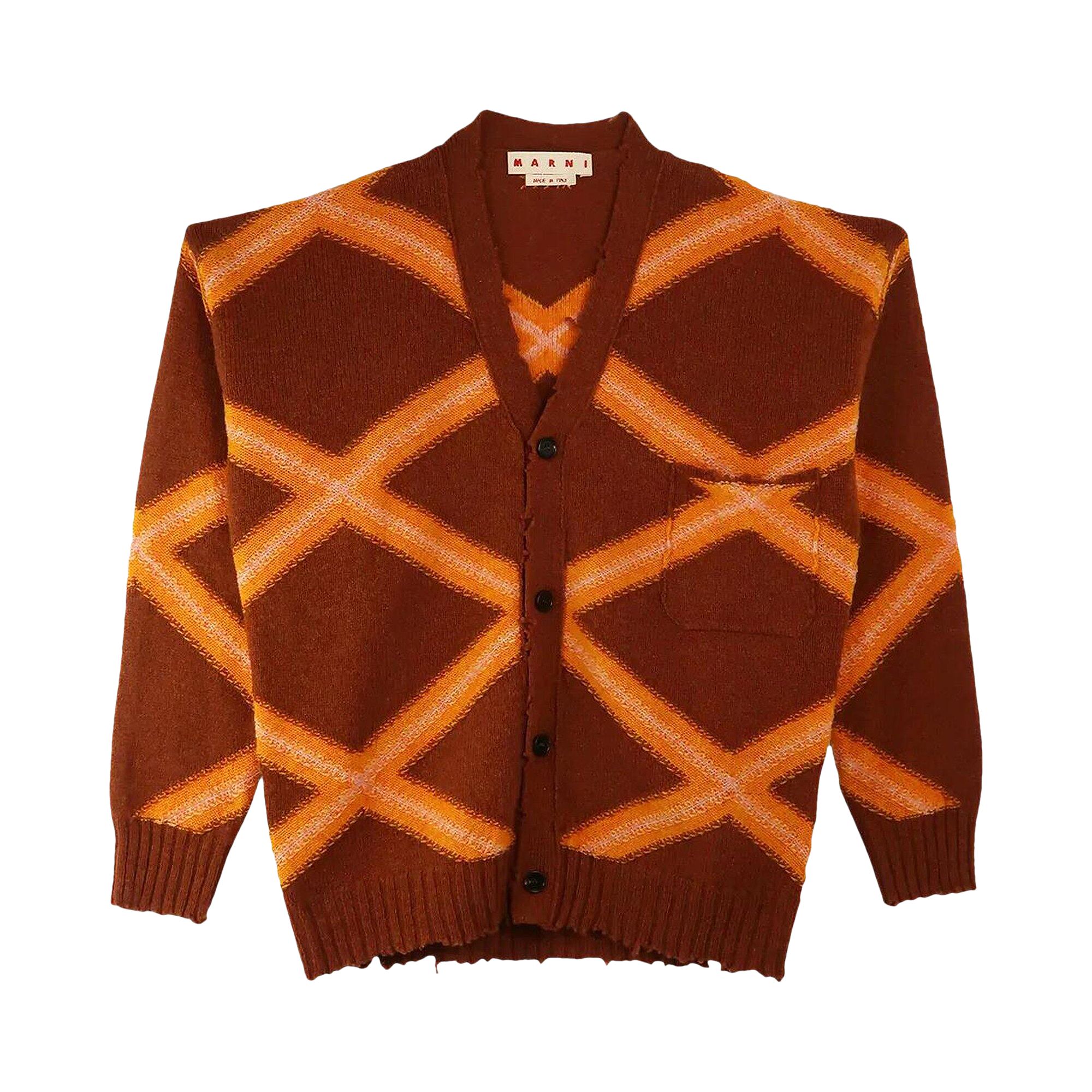 Pre-owned Marni Intarsia Argyle Cardigan 'nougat'