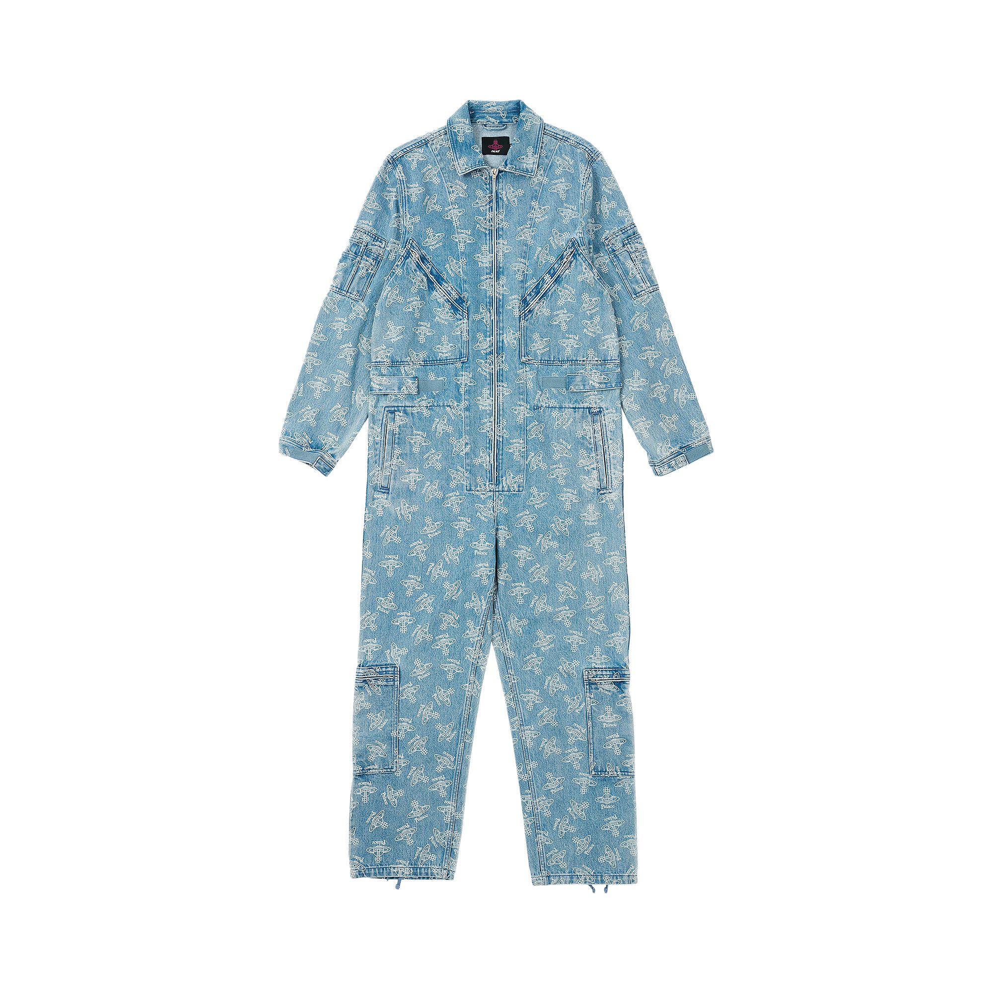 Pre-owned Palace X Vivienne Westwood Denim Flight Suit 'orb Stone Wash' | Blue | Men's Size M