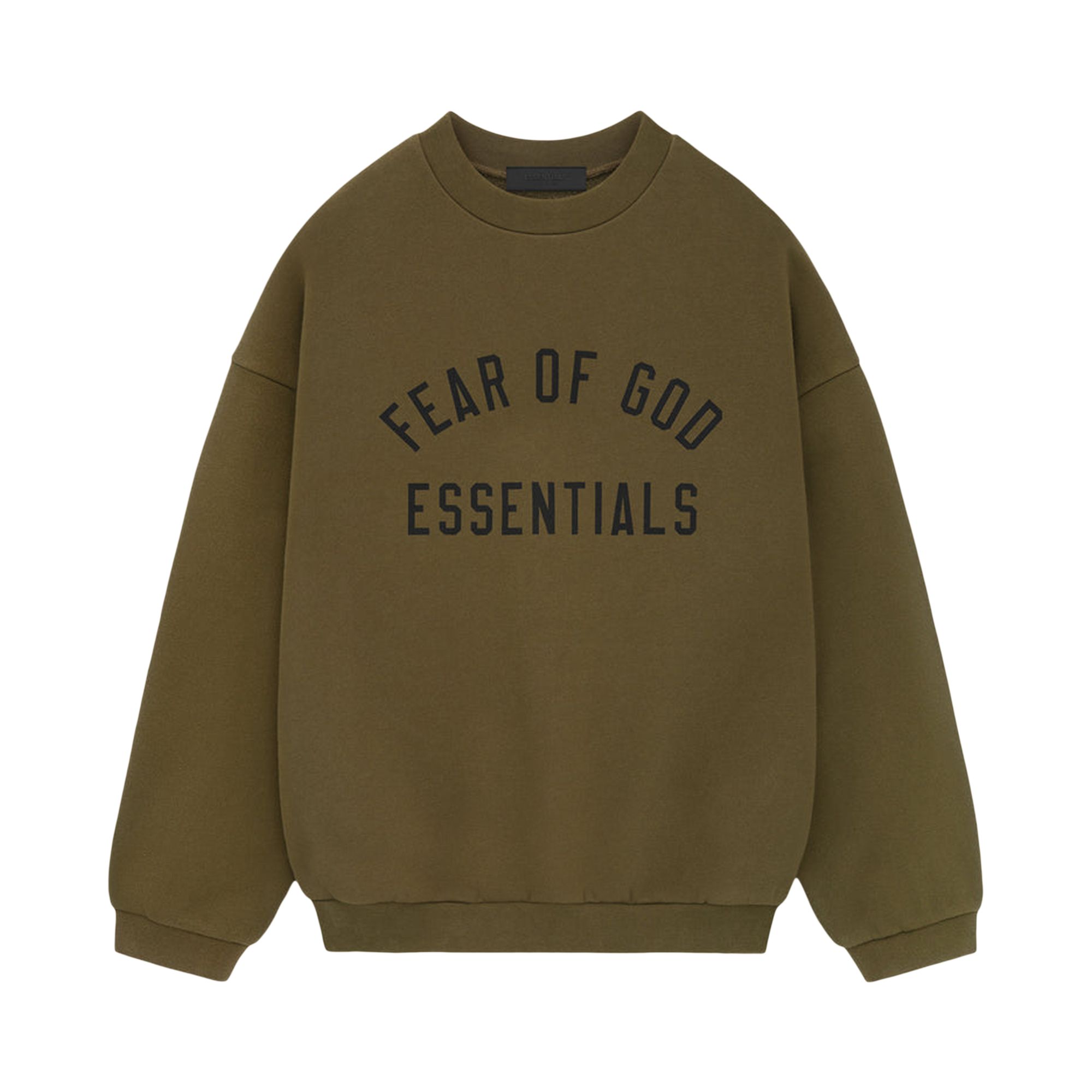 Pre-owned Essentials Fear Of God  Fleece Crewneck 'olive' | Green | Men's Size L