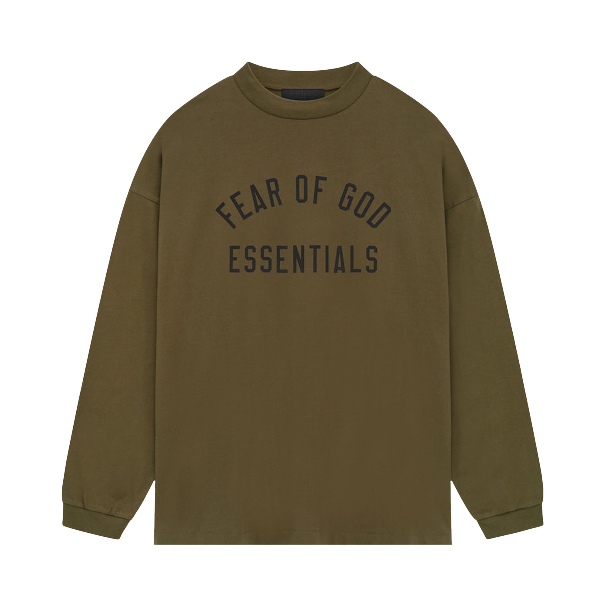Pre-owned Essentials Fear Of God Jersey Long-sleeve Tee 'olive' | Green | Men's Size Xxs