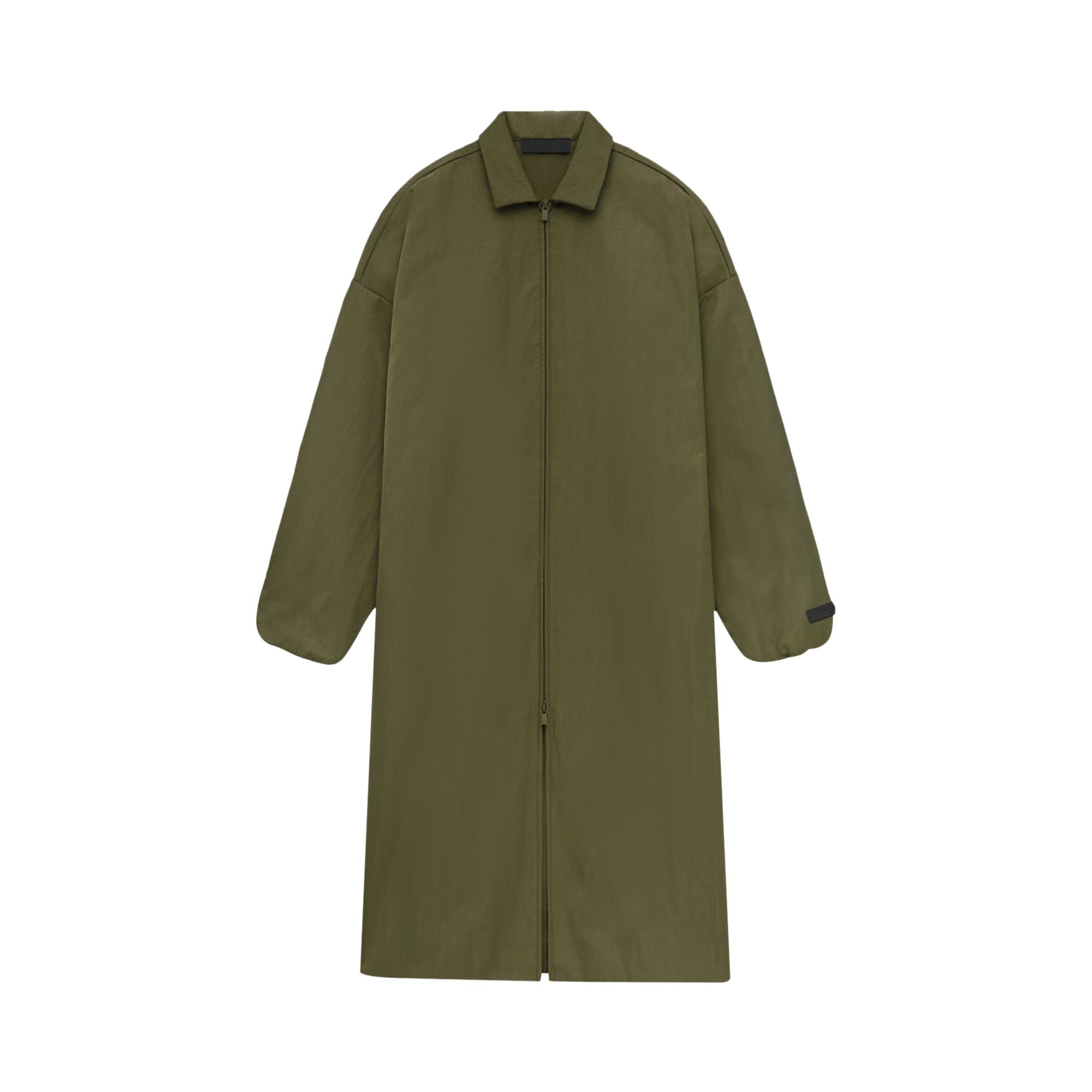 Pre-owned Essentials Fear Of God Textured Nylon Trench 'military' | Green | Men's Size S