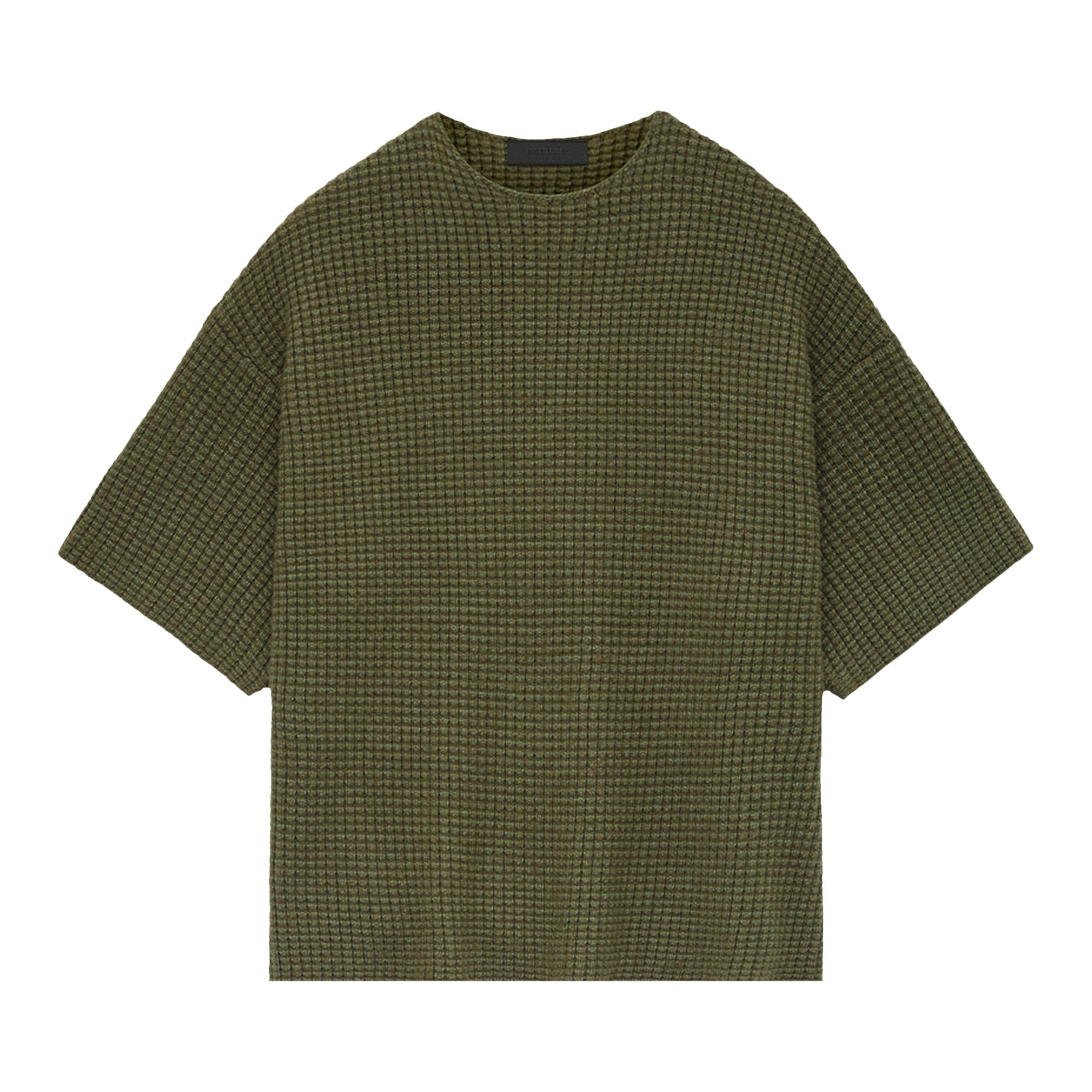 Pre-owned Essentials Fear Of God Heavy Waffle Short-sleeve Crewneck Sweater 'military' | Green | Men's Size S