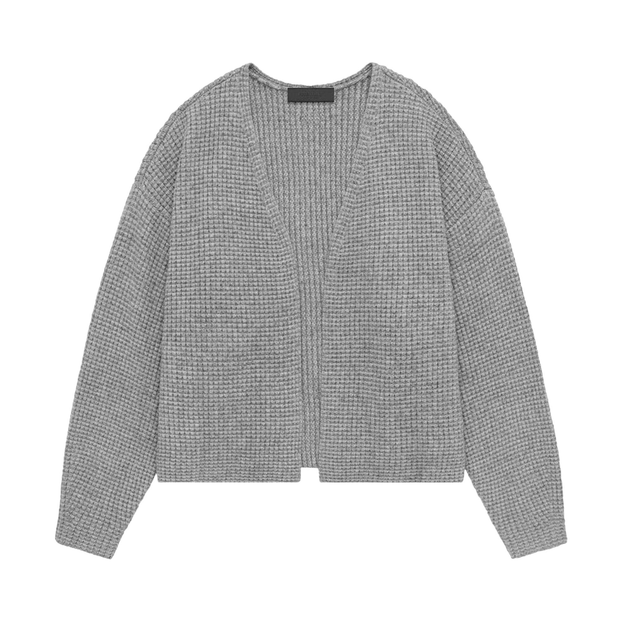 Pre-owned Essentials Fear Of God Heavy Waffle Cardigan 'dark Heather' In Grey