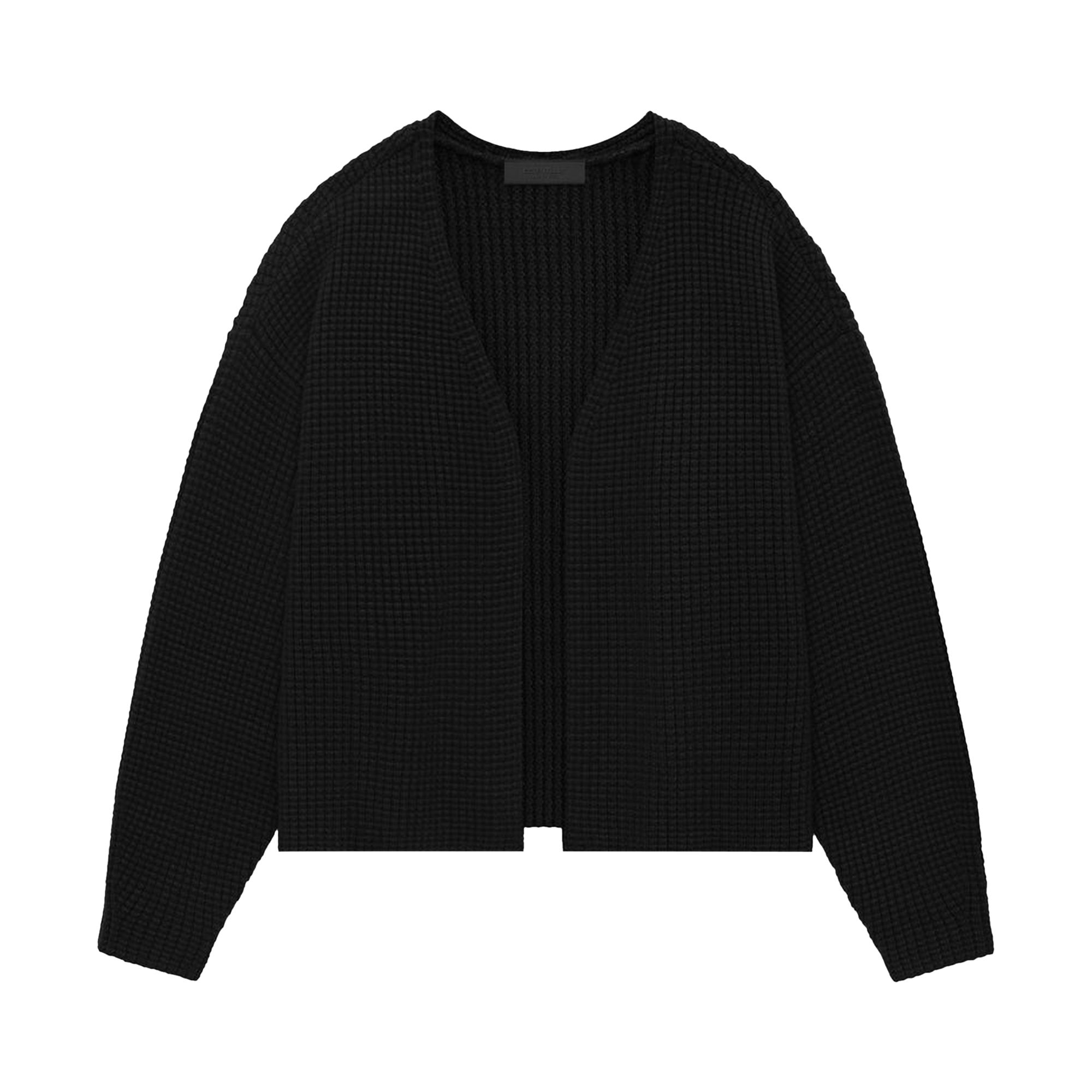 Pre-owned Essentials Fear Of God Heavy Waffle Cardigan 'black' | Men's Size S