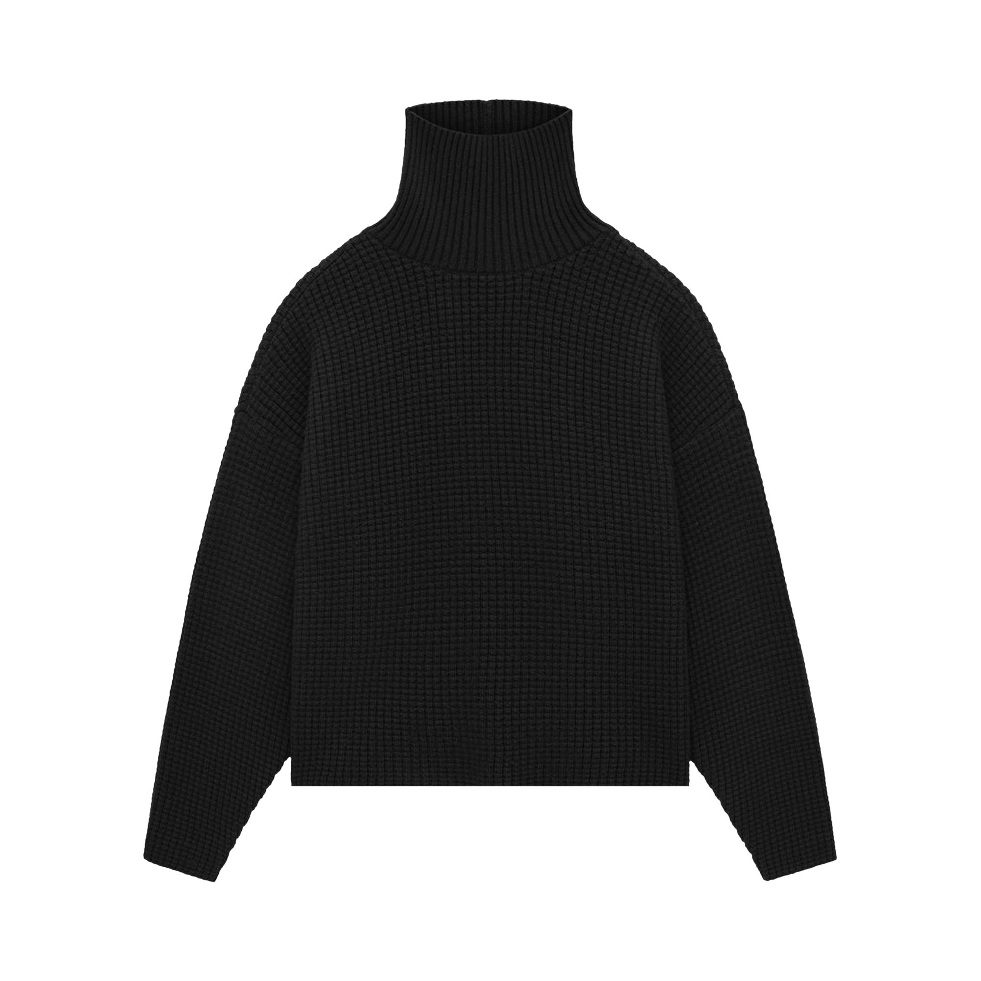Pre-owned Essentials Fear Of God  Heavy Waffle Turtleneck 'black'