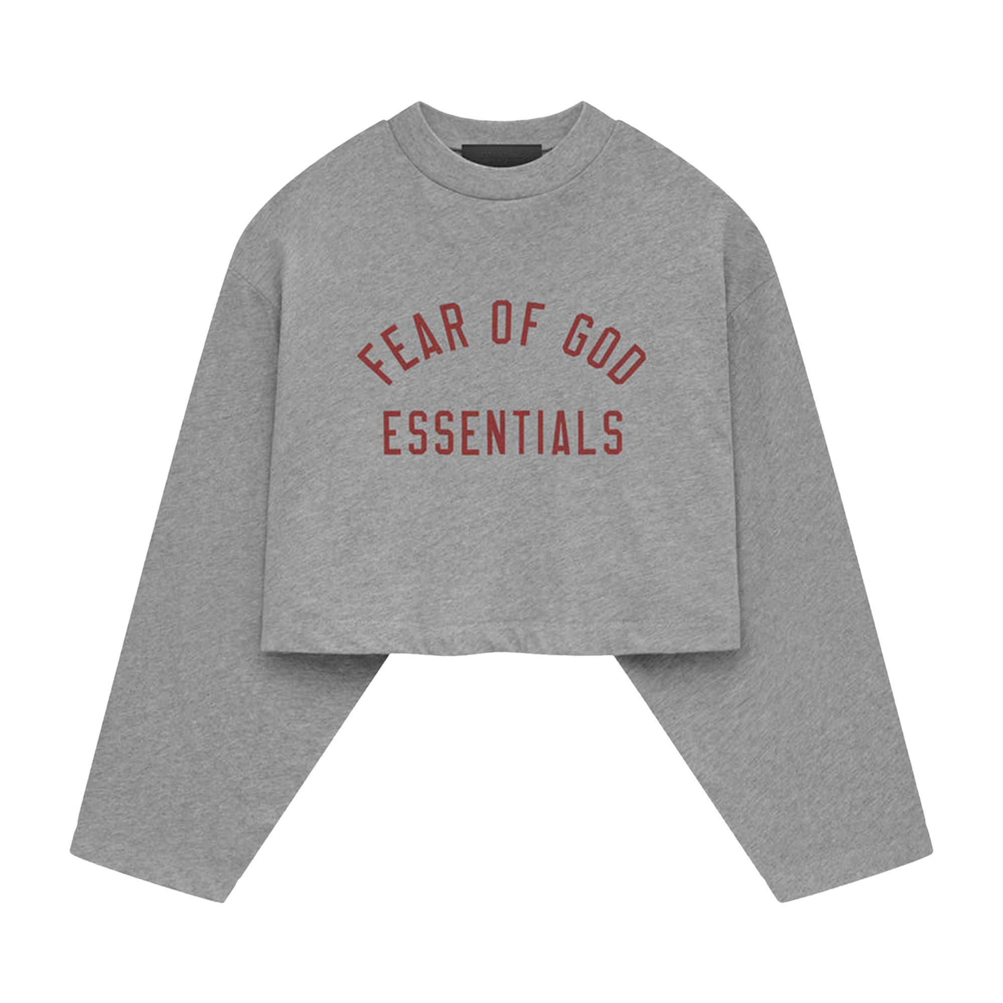 Pre-owned Essentials Fear Of God  Tri-blend Cropped Long-sleeve Shirt 'dark Heather' In Grey
