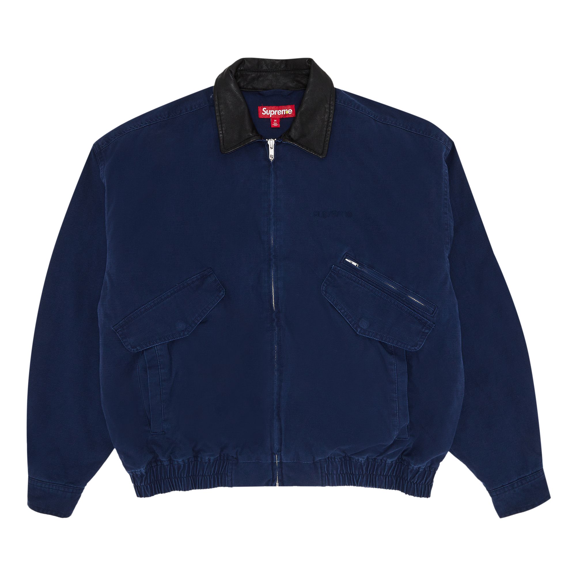 Supreme Leather Collar Utility Jacket 'Navy' | Blue | Men's Size M