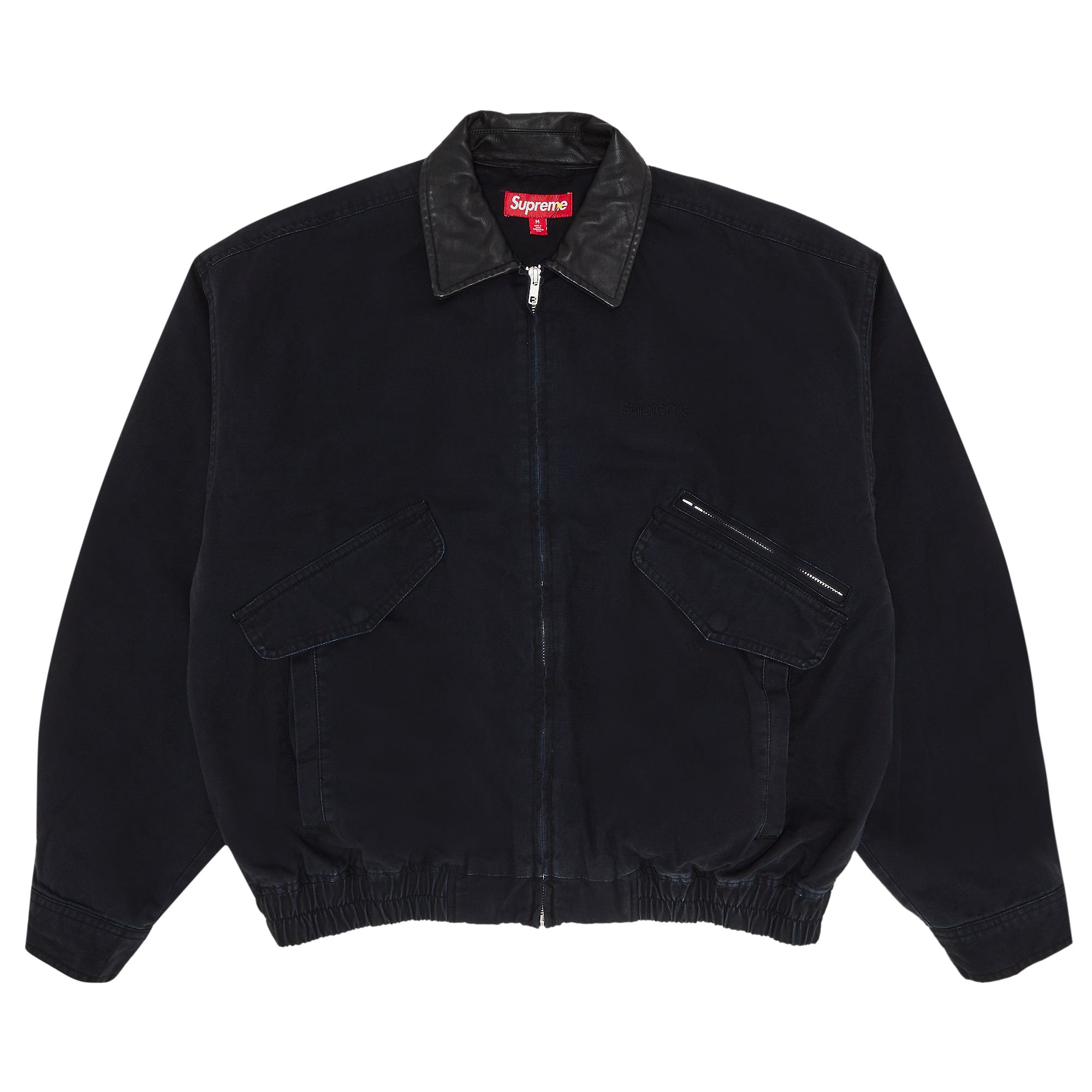 Supreme Leather Collar Utility Jacket 'Black' | Men's Size XL