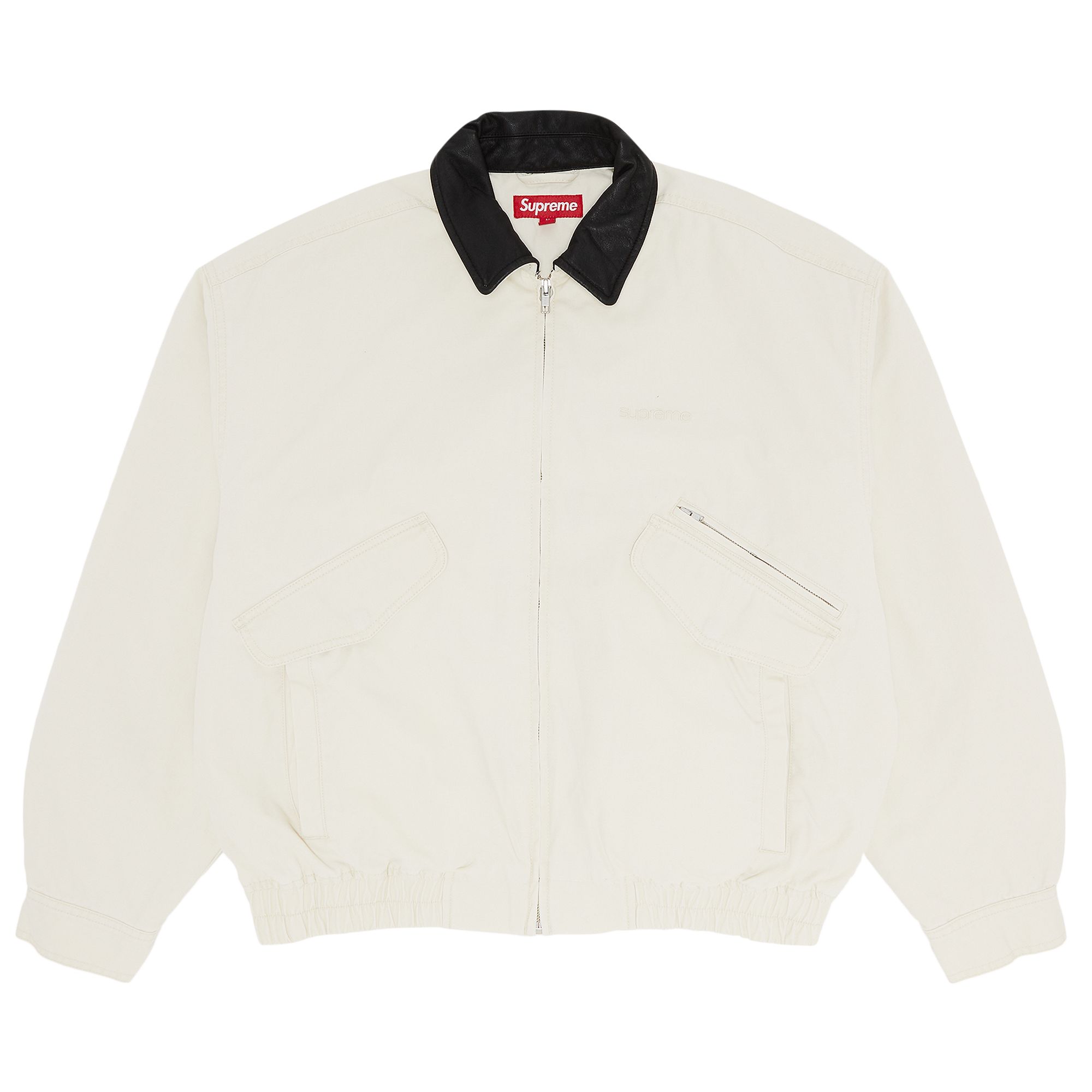 Supreme Leather Collar Utility Jacket 'Stone' | White | Men's Size M