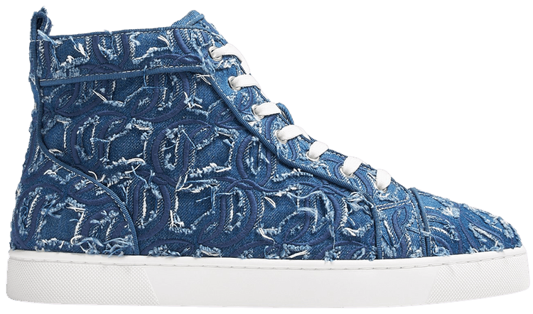 Christian Louboutin Louis Flat High Denim Embroidered