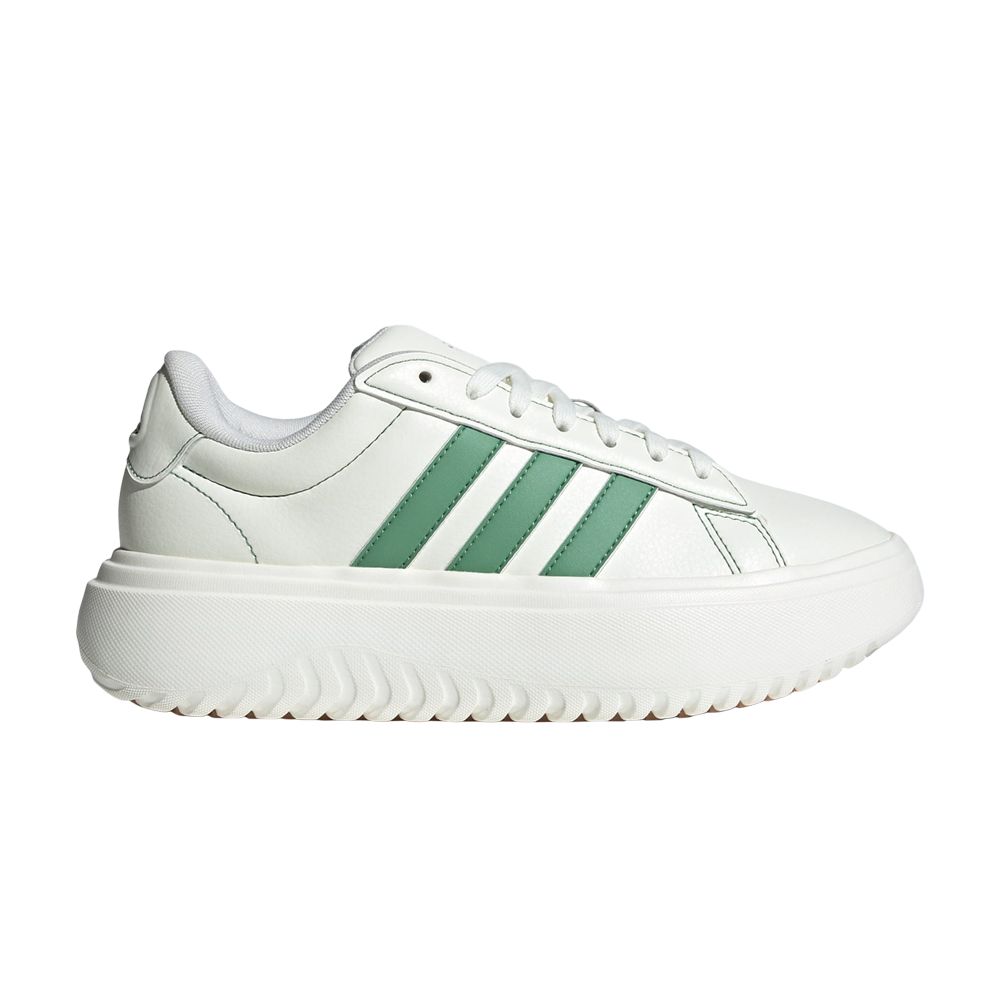 Pre-owned Adidas Originals Wmns Grand Court Platform 'white Preloved Green'