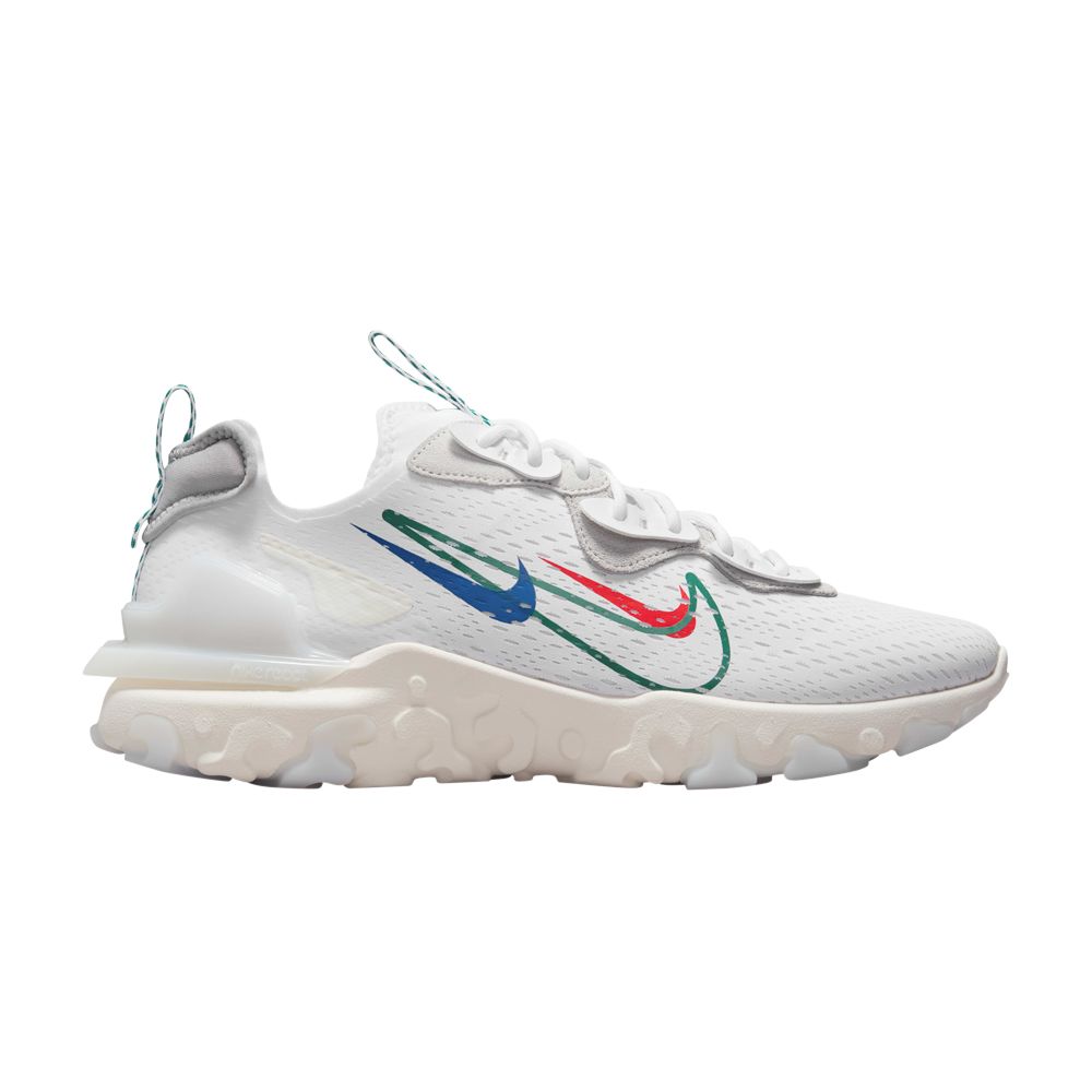 Pre-owned Nike React Vision 'multi-swoosh - White Green Noise' | Men's Size 7.5