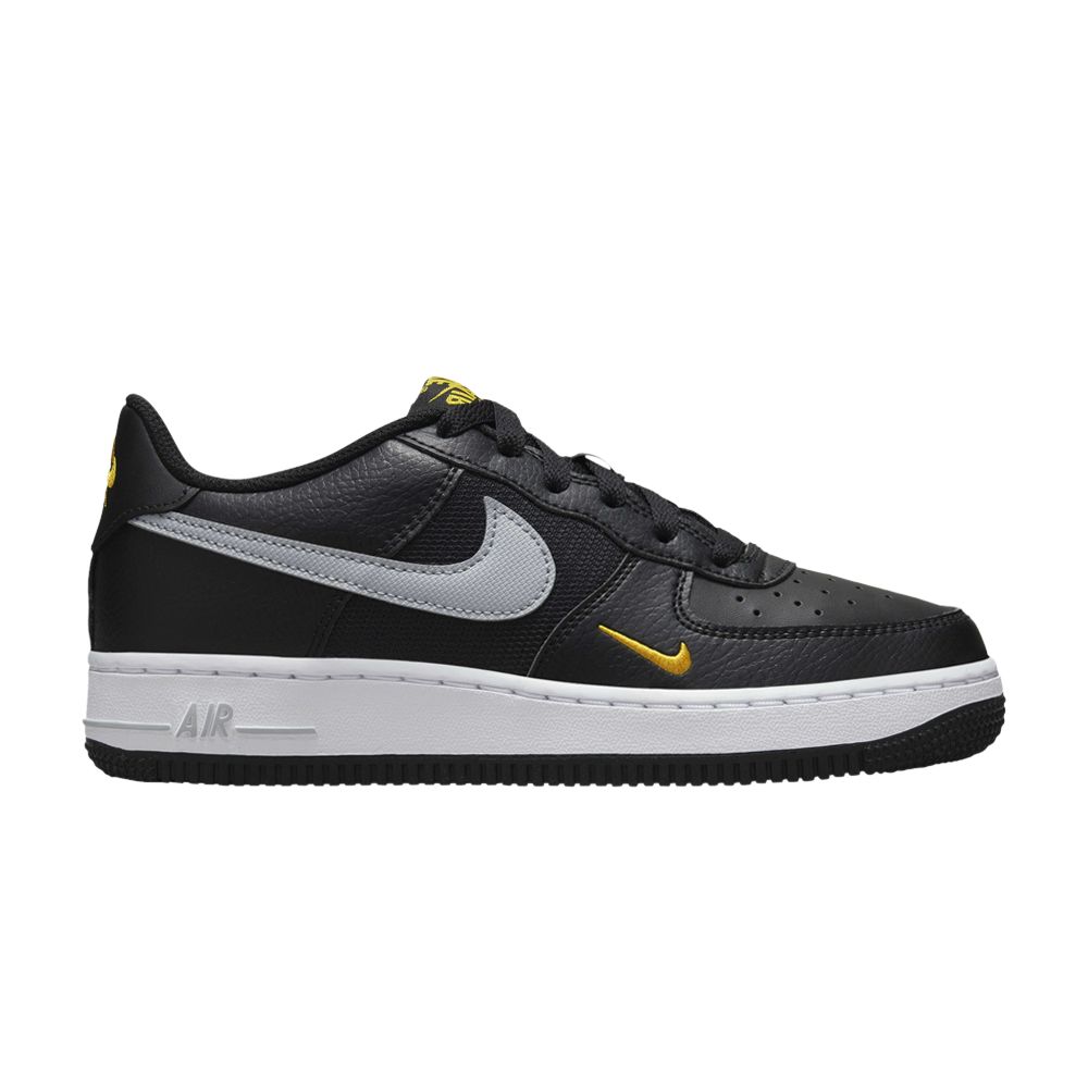Pre-owned Nike Air Force 1 Low Gs 'black Wolf Grey Gold Mini Swoosh' | Kid's Size 6.5