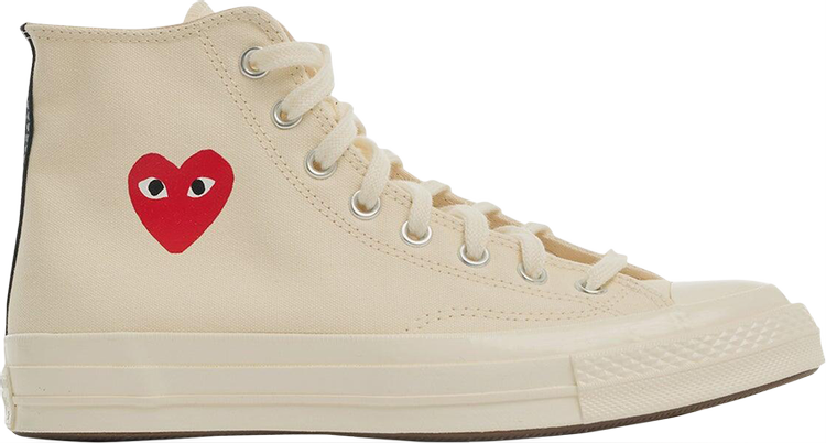 Comme des Garcons PLAY x Chuck 70 High Small Red Heart   Beige