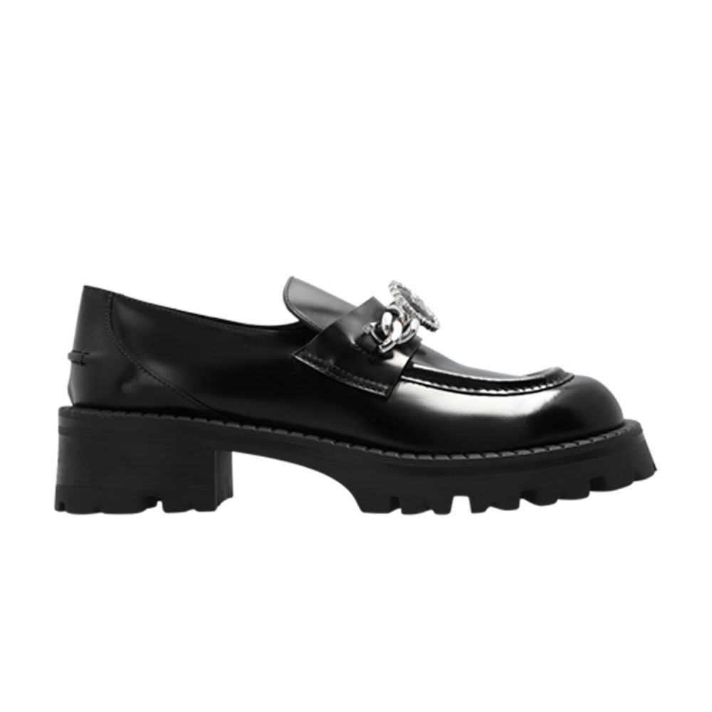 Pre-owned Versace Wmns Calf Leather Loafers 'black Palladium' | Women's Size 37
