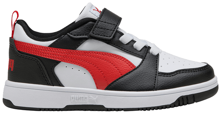 Puma Rebound V6 Low Little Kid White Black Red