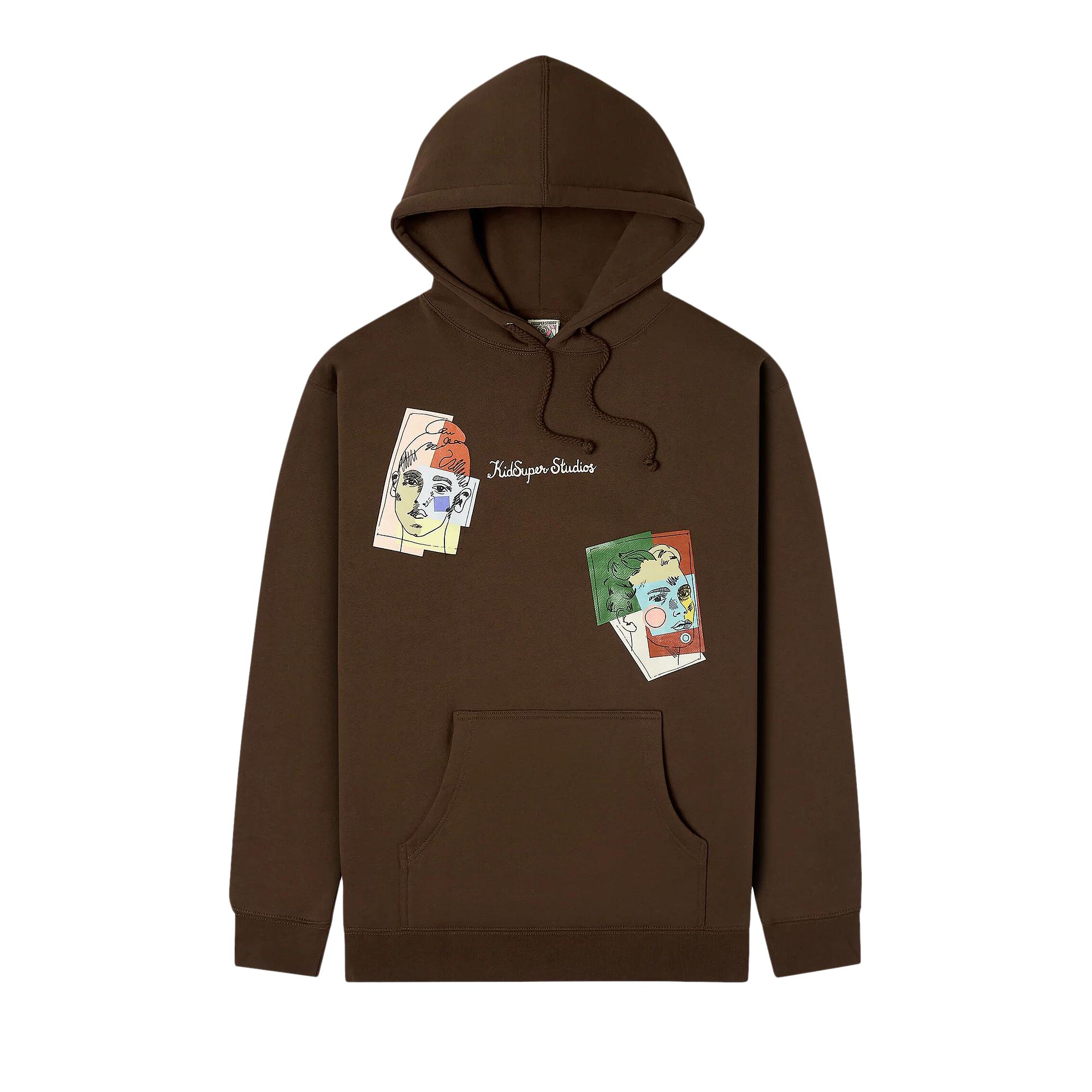 KidSuper Sketched faces Hoodie 'Brown' | Men's Size XL