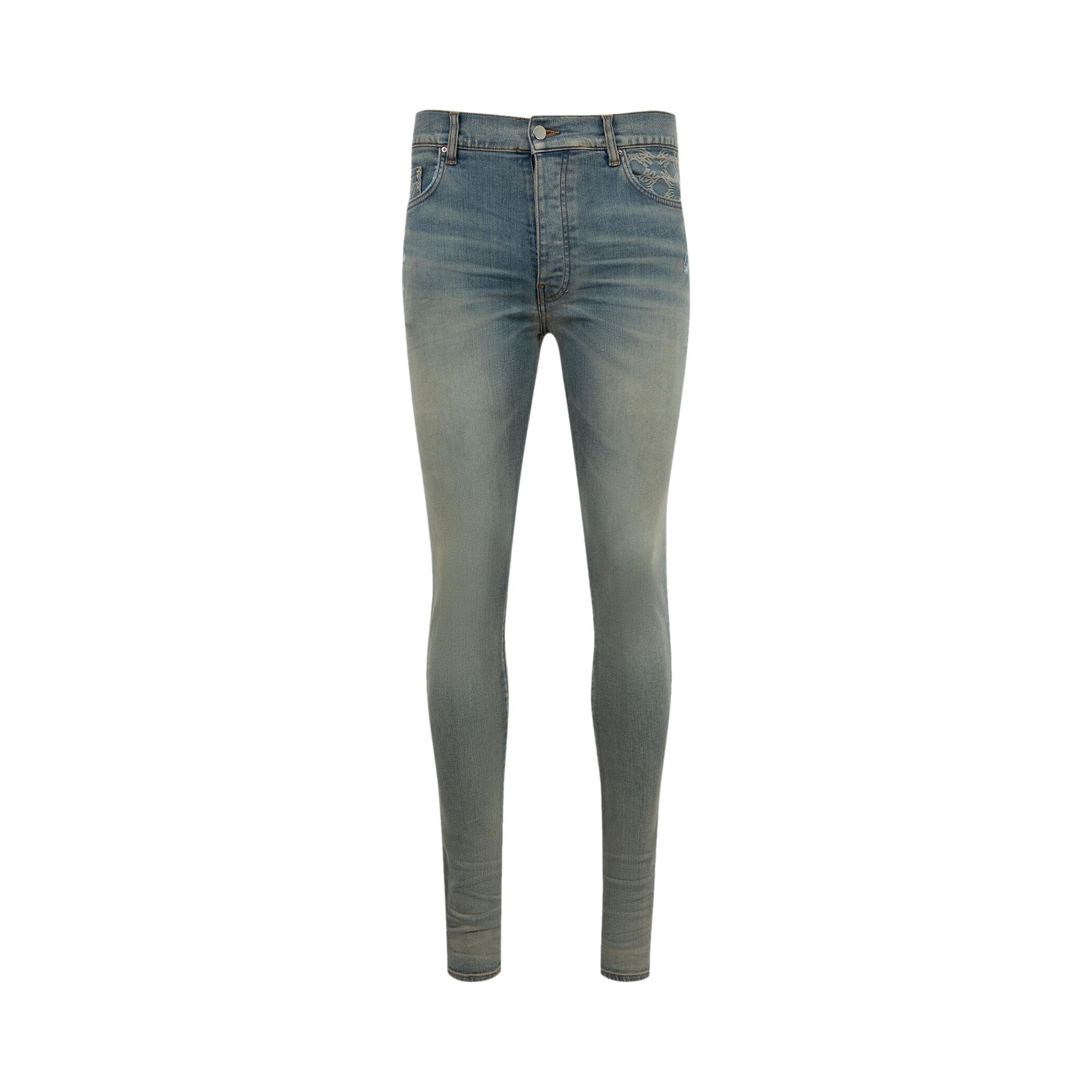 Amiri Quad Contrast Skinny Jeans 'Antique Indigo' | Blue | Men's Size 38