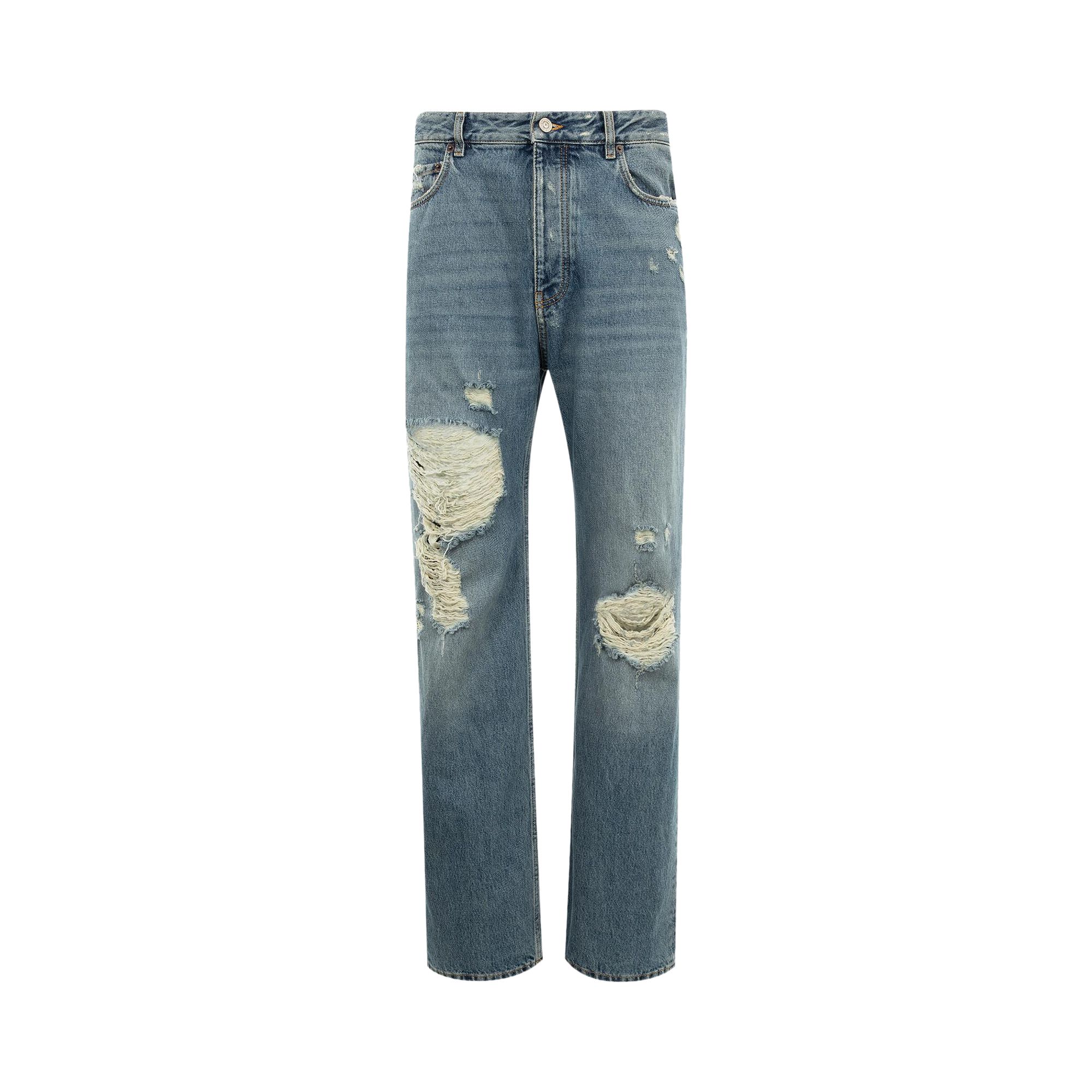 Pre-owned Balenciaga Ripped Pants 'sun Bleached Blue'