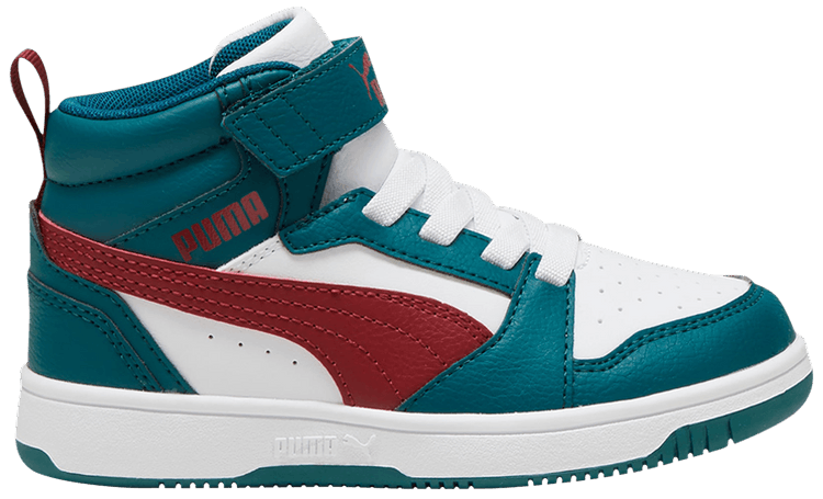 Puma Rebound V6 Mid Little Kid Cold Green Intense Red