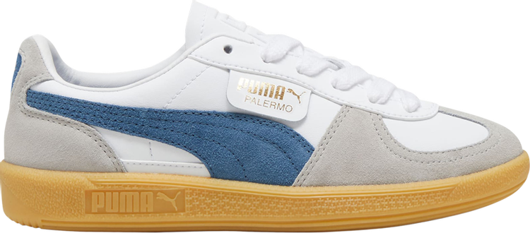 Palermo Leather Big Kid White Blue Horizon Gum